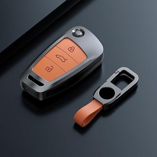 Auto Schlüssel Fall Abdeckung Für Audi A4L Q5L Q2L Q3 A6L A3 A5 A7 A8 RS4,Auto Flip Schlüssel Fall Abdeckung Tasche Shell Schutz Zubehör,A-Orange-3 von SPYKEY