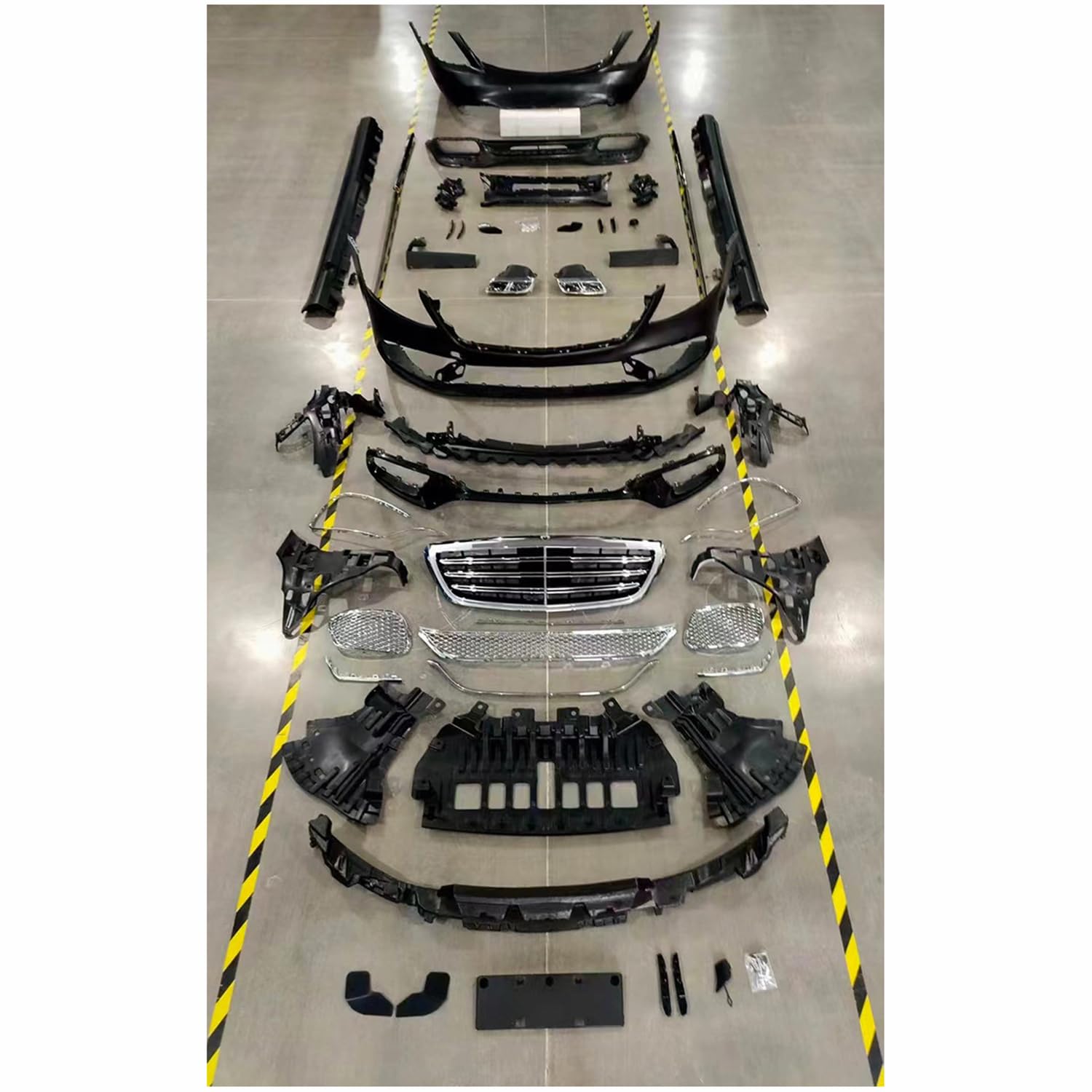 AutoHecklippe Für Mercedes Benz S-Class S65 W222 S65AMG 2014-2020,Auto Hecks toß Stange Diffusor Spoiler schutz Body Kit Dekoration,B-1set with ACC Primer von SPYKEY