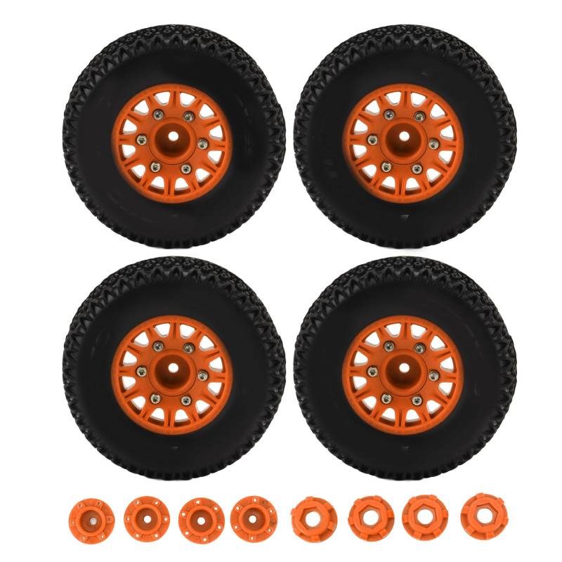 SPYMINNPOO RC Truck Reifen, FüR 1/10 RC Short Course Truck Reifen FüR ARRMA FüR SENTON FüR TRAXXAS FüR Slash 12mm 14mm 17mm Hex RC Truck Reifen (Orange) Modellspielzeug Körperteile von SPYMINNPOO