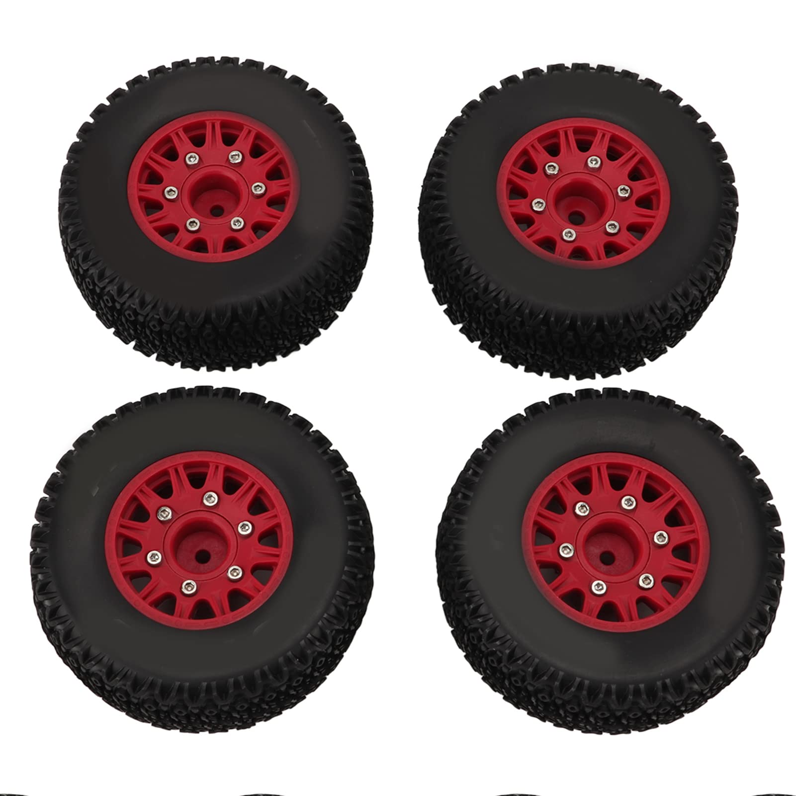 SPYMINNPOO RC Truck Reifen, FüR 1/10 RC Short Course Truck Reifen FüR ARRMA FüR SENTON FüR TRAXXAS FüR Slash 12mm 14mm 17mm Hex RC Truck Reifen (Rot) Modellspielzeug Körperteile von SPYMINNPOO