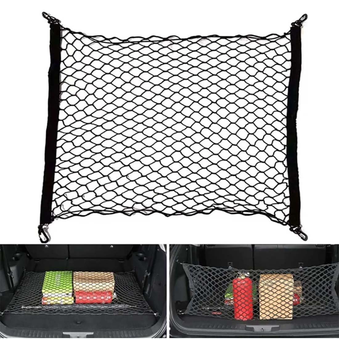 1 Stück Auto-Kofferraum-Aufbewahrungsnetz für Renault Duster 2018-2023 Nylon-Netzhaken Organizer Elastische String Bag Autoteile von SPYMX