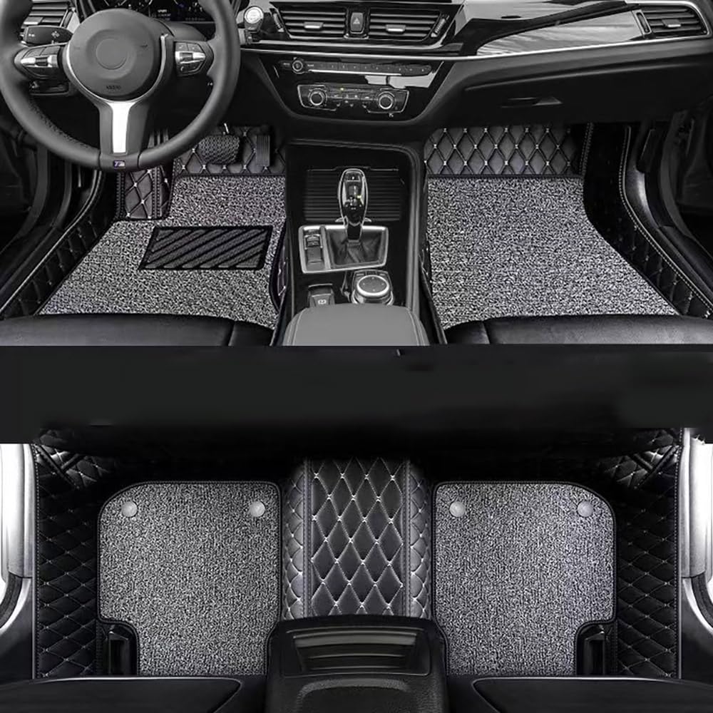 Auto-Fußmatten für Audi Q7 7-Sitzer 2006 2007 2008 2009–2023, Leder, wasserdicht, rutschfest, vollständige Abdeckung, Innenzubehör, B PU-Leder, Schwarz + Beige + Grau von SPYMX