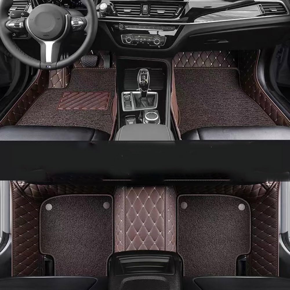 Auto-Fußmatten für Bentley Continental GT Coupe 2012 2013–2017, Leder, wasserdicht, rutschfest, vollständige Abdeckung, Teppich, Innenzubehör, E PU-Leder, Braun + Beige von SPYMX