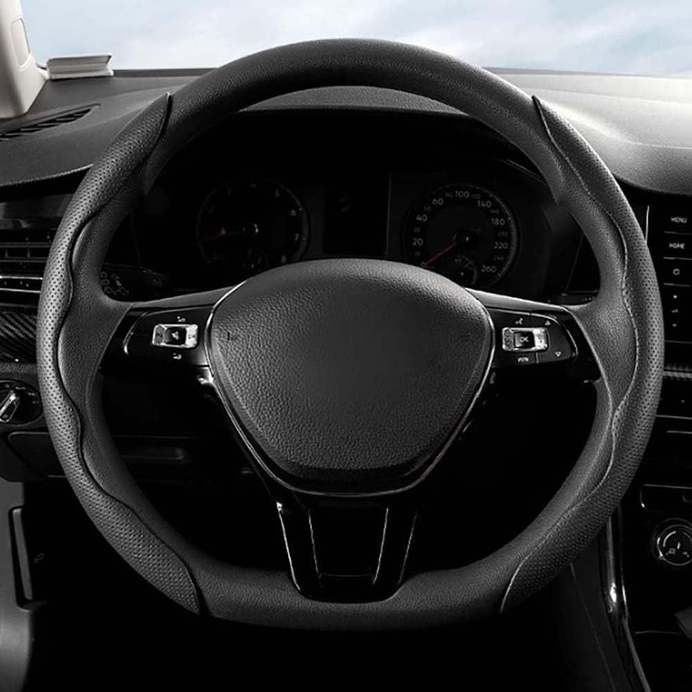 Auto-Lenkradschutz für Mazda CX-3 2015, 2016, 2017, 2018, 2019–2024, rutschfest, Kunstleder, atmungsaktiv, Sport-Innenzubehör, A Schwarz von SPYMX