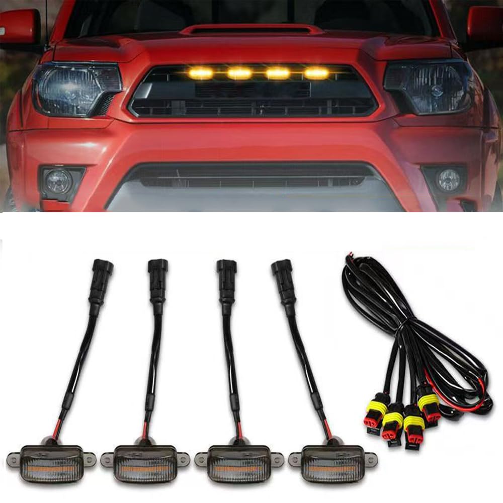 Auto mit Lampe, großer Volumeneinlass für Ford Ranger T9 2023 2024 Wildtrack Sport Xlt Xls Xl Sport, großes Kühlergrill, Außendekoration, Zubehör, A Gelb von SPYMX