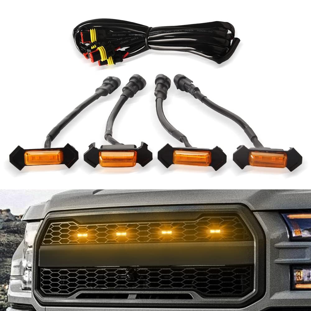 SPYMX 4 stücke LED Frontgrill Warnleuchten Für Tacoma TRD 2016-2019 Bernstein Auto Tagfahrlicht Automotive Außen Zubehör von SPYMX