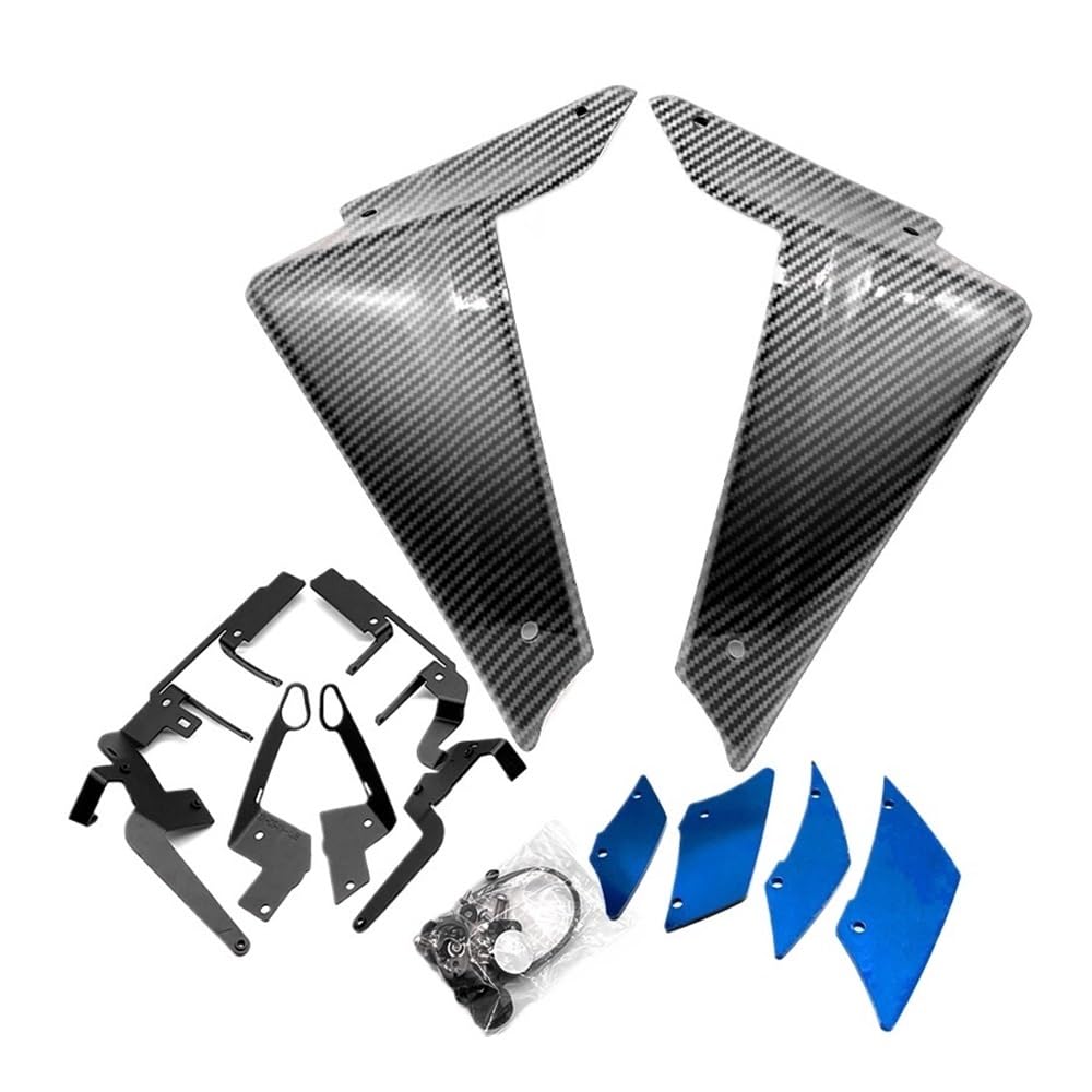 Motorrad Front Aerodynamik Seite Spoiler Feste Winglet Verkleidung Flügel Abdeckung Für Y&amaha Für MT-09 Für MT09 SP Für MT 09 2021-2023(Carbon Look-Blue) von SPeesy