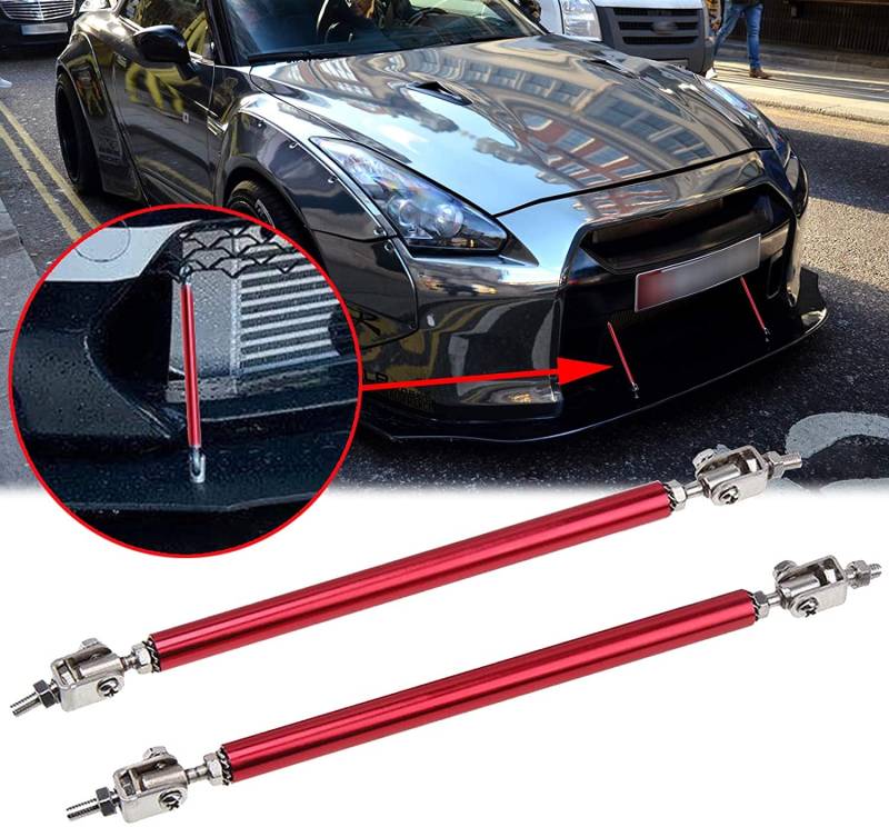 Auto Front StoßStange StüTzstange Car Splitter Rods Racing Verstellbare vordere hintere Stoßstangenlippenstütze Federbeinstrebe Zugstange 150/200 mm Universal 1 Paar FrontstoßStange Lippe Splitter Str von SQIANKUN