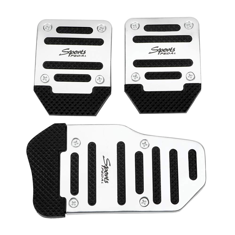 FußStüTze Pedale 3 stücke Auto Fahrzeug Rutschfeste Pedal Auto Pedalabdeckung Set Aluminiumlegierung Auto Fußschritt Abdeckung Pad Manuelle Übertragung Auto-Styling FußStüTze Bremse(Silver) von SQIANKUN