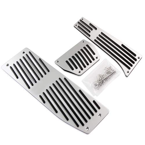 FußStüTze Pedale Aluminiumlegierungs-Rest-Gas-Pedal-Bremspedal-Fit-Verwendung for BMW X1 M3 E39 E46 E87 E84 E90 E91 E92 E92 FußStüTze Bremse(Silver 3PCS AT) von SQIANKUN