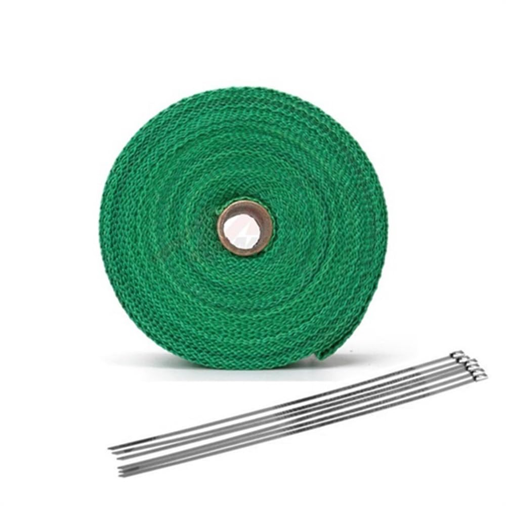 Hitzeschutzband 1,5 mm * 50 mm * 5 m 10 m 15 m Wärmeauspuff 10 m Rohr-Hitzeschild for die reflektierende Isolierung des Ansaugluftkühlers Auspuff Hitzeschutzband(10m Green) von SQIANKUN