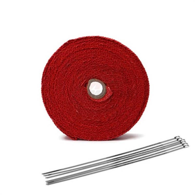 Hitzeschutzband 1,5 mm * 50 mm * 5 m 10 m 15 m Wärmeauspuff 10 m Rohr-Hitzeschild for die reflektierende Isolierung des Ansaugluftkühlers Auspuff Hitzeschutzband(10m Red) von SQIANKUN