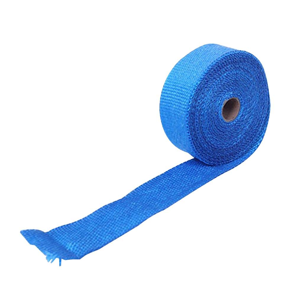 Hitzeschutzband 5M Rolle Hitzeschild Motorrad Auspuff Thermoband Header Heat Wrap Tape Wärmeschutz mit Edelstahlbändern Auspuff Hitzeschutzband(Blue) von SQIANKUN