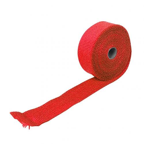 Hitzeschutzband 5M Rolle Hitzeschild Motorrad Auspuff Thermoband Header Heat Wrap Tape Wärmeschutz mit Edelstahlbändern Auspuff Hitzeschutzband(Red) von SQIANKUN