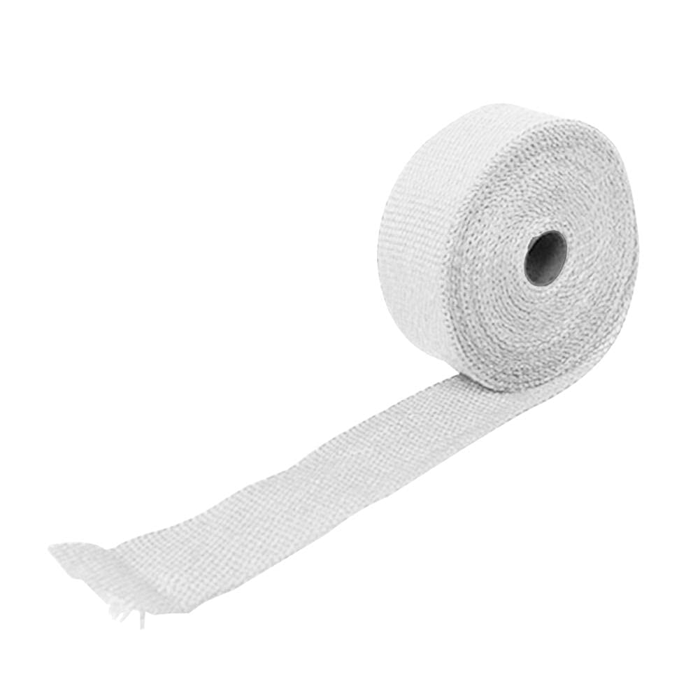 Hitzeschutzband 5M Rolle Hitzeschild Motorrad Auspuff Thermoband Header Heat Wrap Tape Wärmeschutz mit Edelstahlbändern Auspuff Hitzeschutzband(White) von SQIANKUN