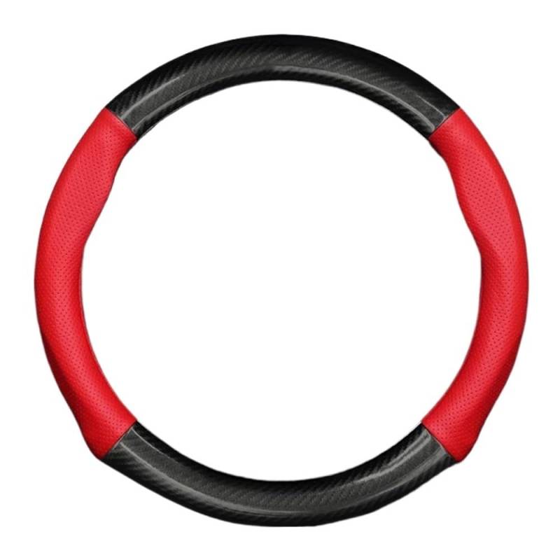 Lenkradbezug Auto-Lenkradbezug, rutschfest, schwarz, Lenkradzubehör Lenkrad BezüGe(Round Shape-Red) von SQIANKUN