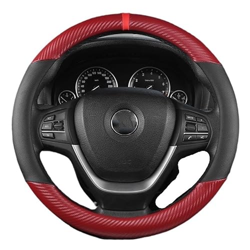 Lenkradbezug Mode Universal Auto Lenkrad Abdeckung Atmungsaktive Anti Slip Auto Dekoration Geeignet 37-38 cm Lenkrad Abdeckung Zubehör Lenkrad BezüGe(Red) von SQIANKUN