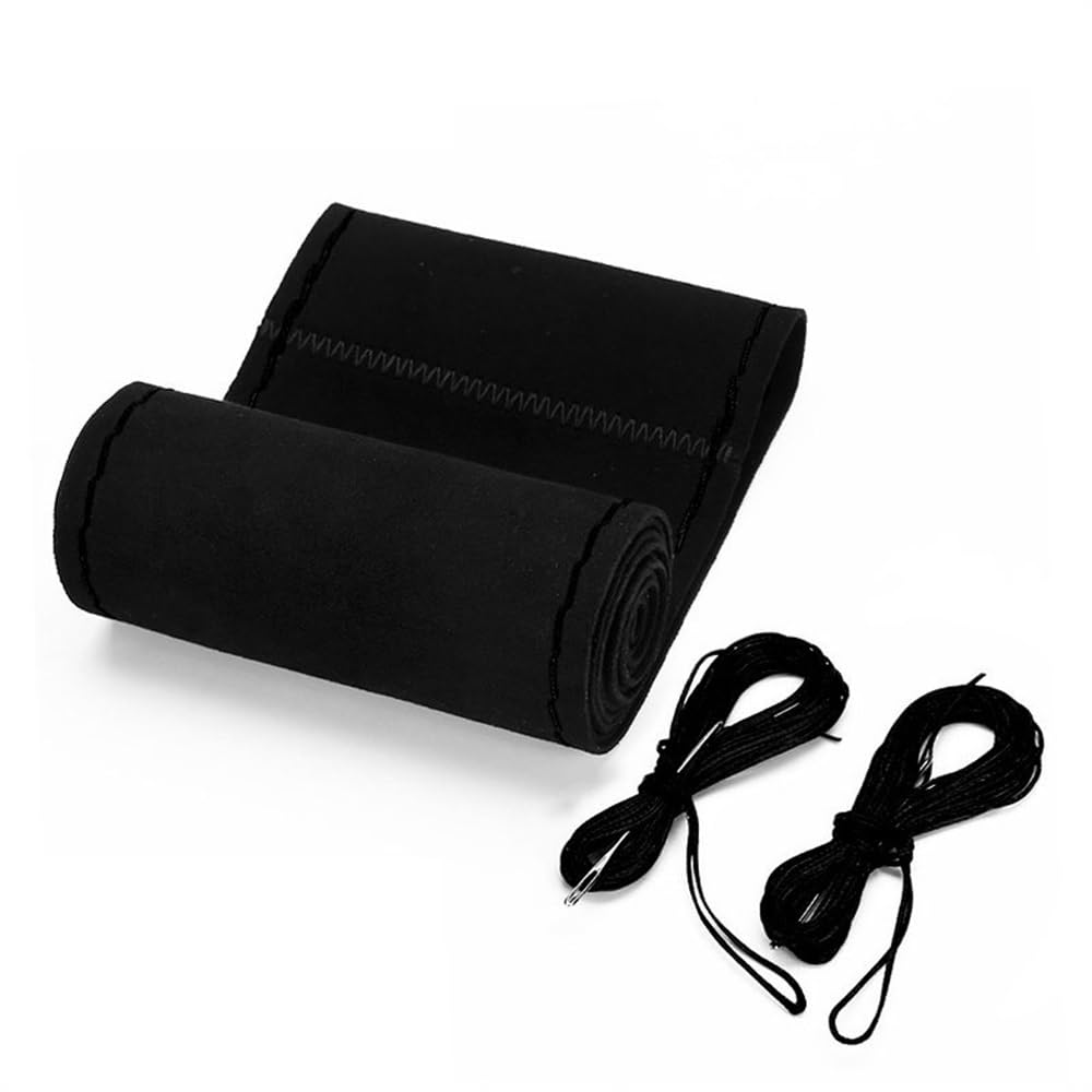 Lenkradbezug Pelz-Lenkrad-Abdeckung for Auto Universal 38cm geflochtene Auto-Lenkrad-Schutzabdeckung Leder Anti-Rutsch-Innenteile Lenkrad BezüGe(Style 1-Black Thread) von SQIANKUN