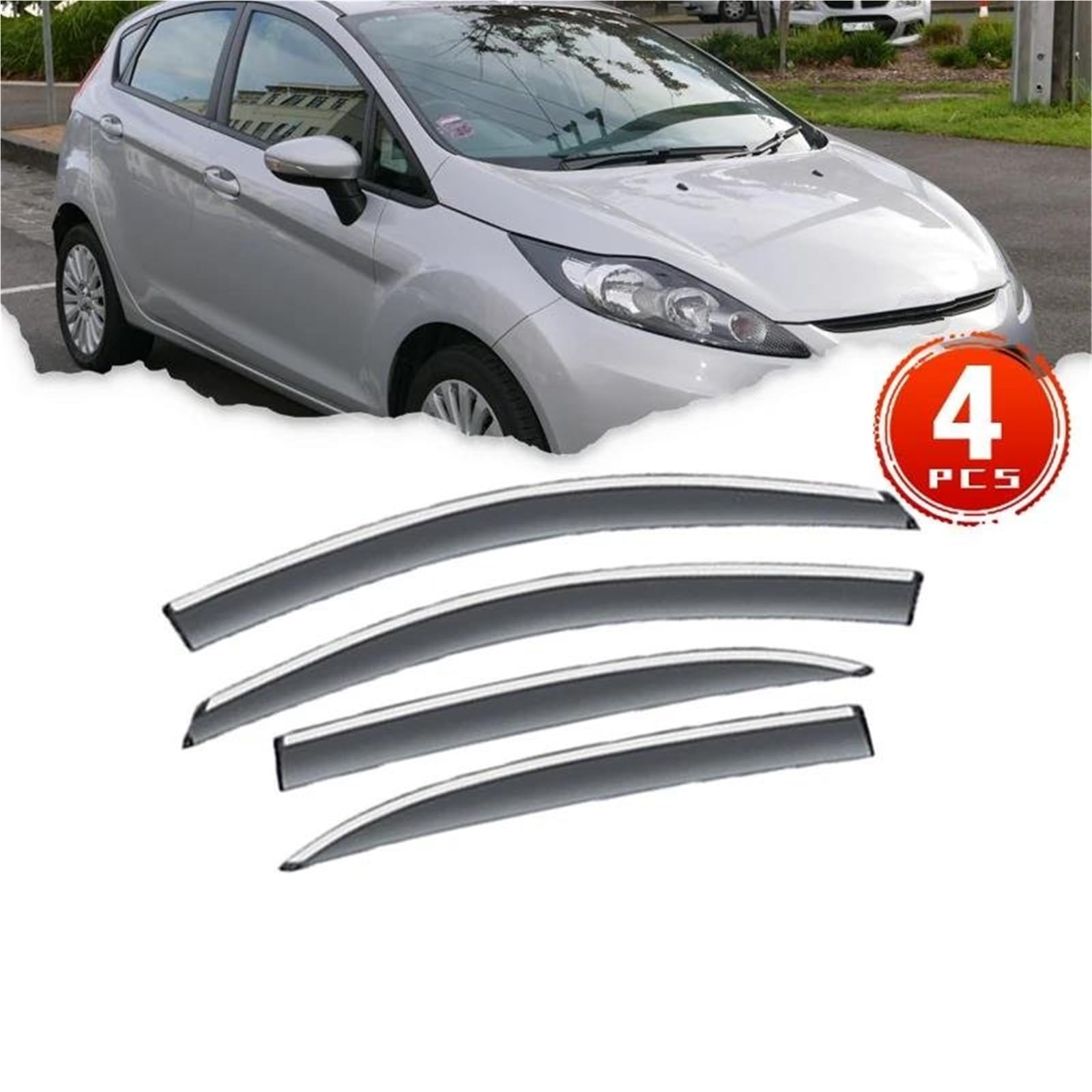 Seitenscheiben-Windabweiser 4X Deflektoren Für Ford Für Fiesta Für Mk6 IV Hatch 2009~2017 Auto Seite Fenster Visier Awing Trim Auto Regenabweiser von SQIFBA