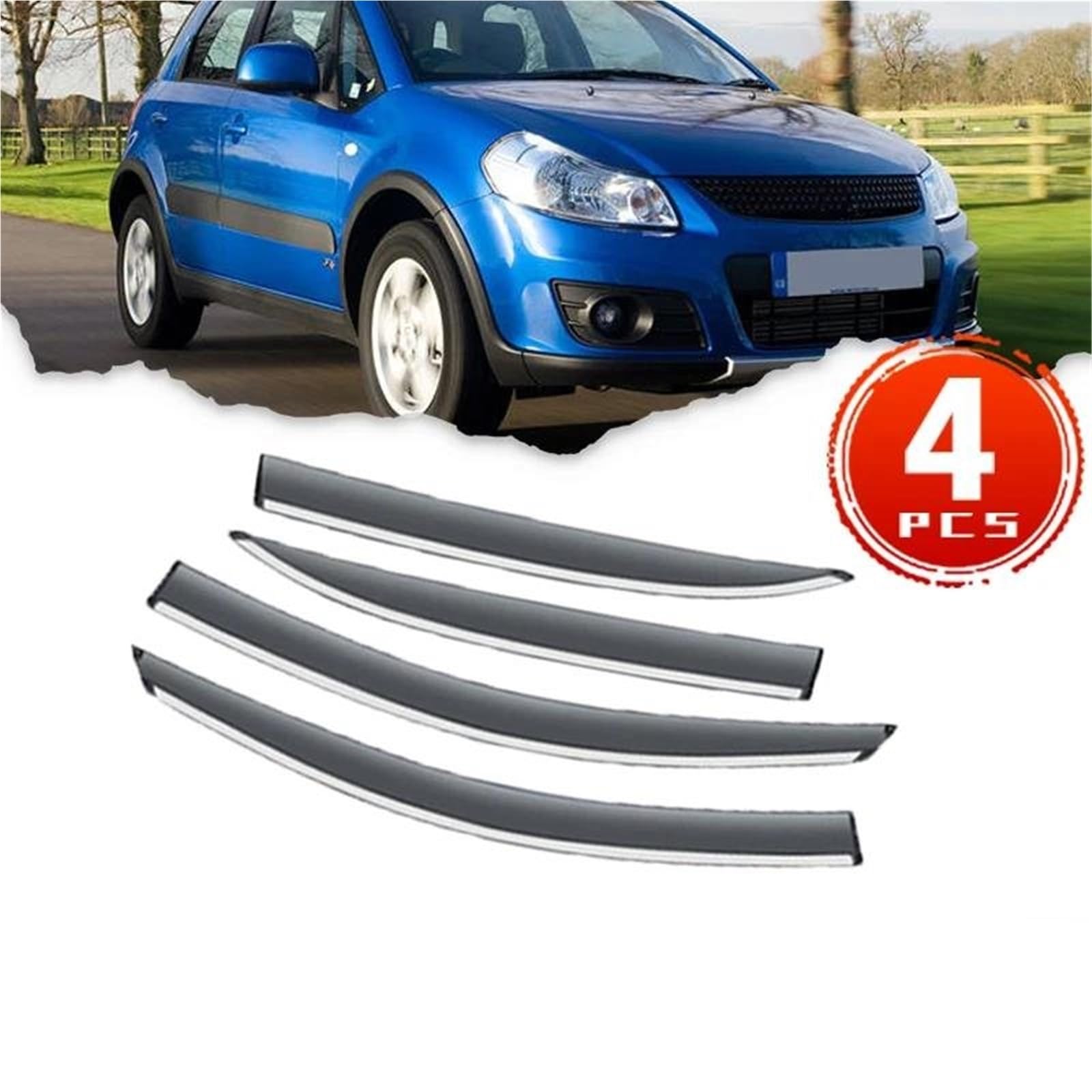 Seitenscheiben-Windabweiser 4X Deflektoren Für Suzuki Für SX4 Crossover Schrägheck 2006~2014 Auto Fenster Visier Regen Augenbraue Markise Auto Regenabweiser von SQIFBA