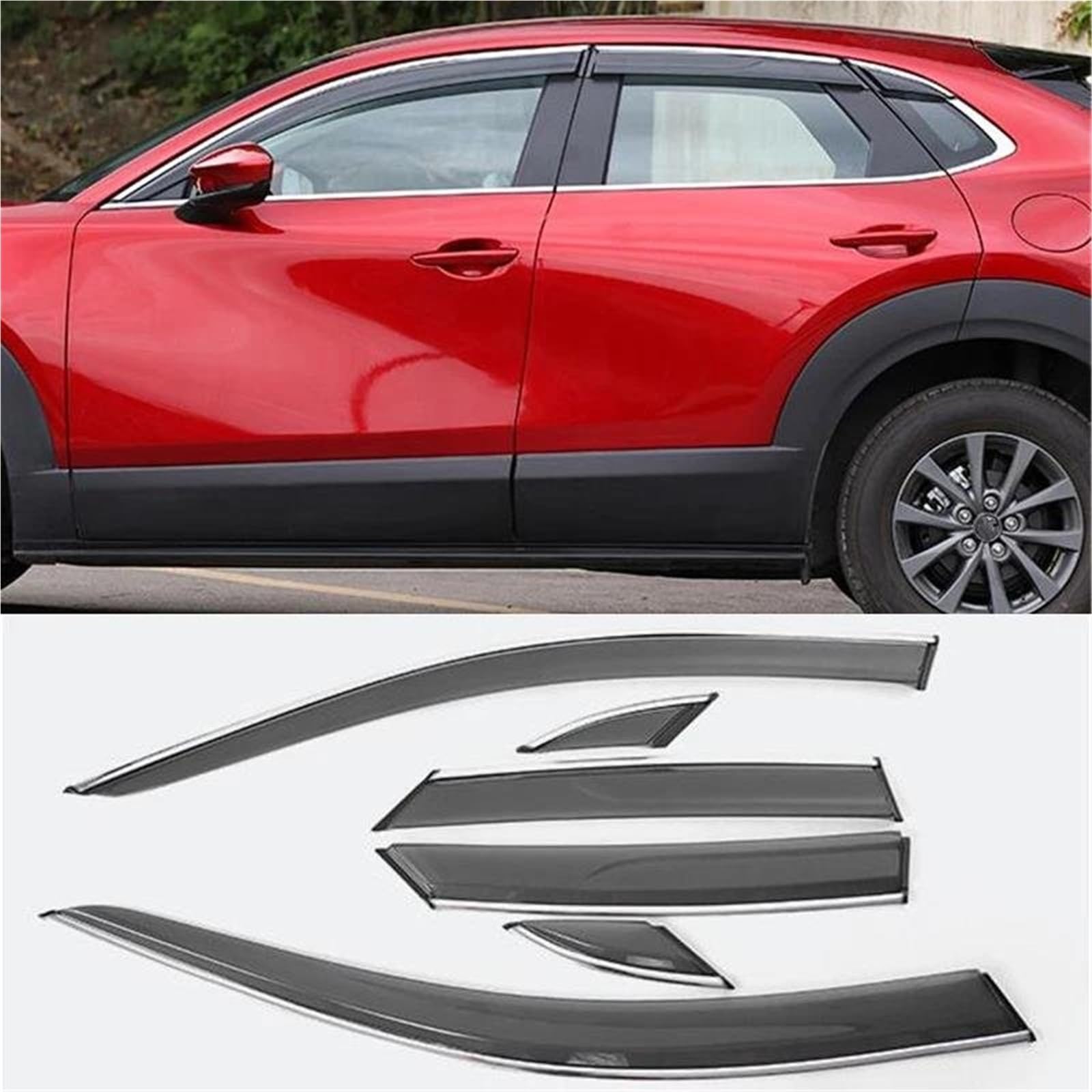 Seitenscheiben-Windabweiser 6PCS Für Mazda Für CX-30 2020 2021 Auto Fenster Visier Window Seite Wasserdicht Dekoration Schild Außen Auto Regenabweiser von SQIFBA