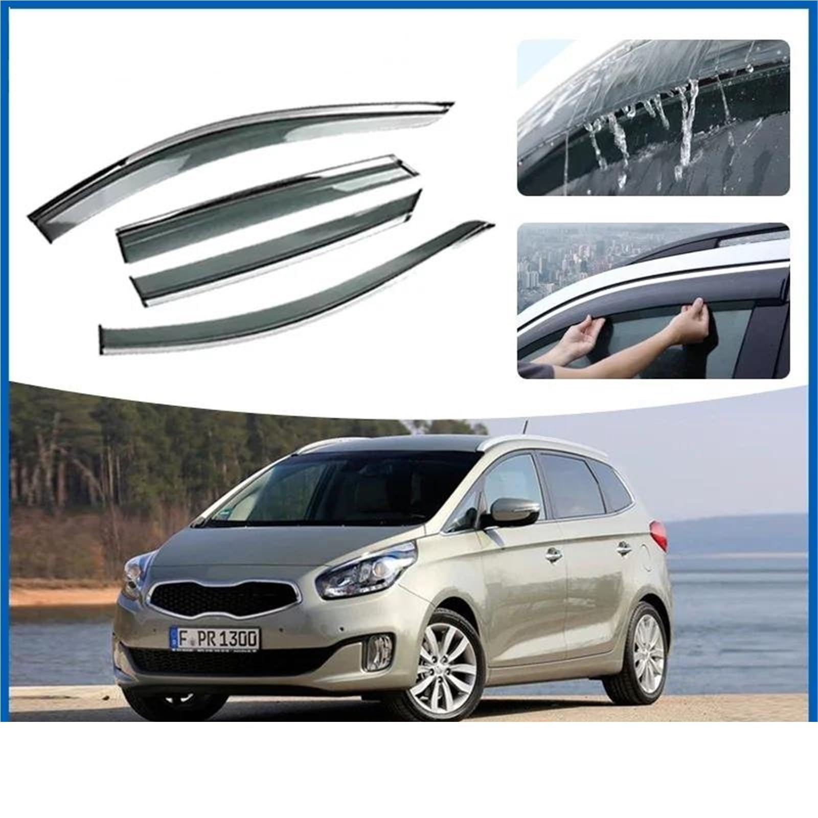 Seitenscheiben-Windabweiser Auto Seitenfenster Visier Für Kia Für Carens Für MK3 RP Für Rondo 2013~2017 Wasserdicht Regen Augenbraue Wind Auto Regenabweiser von SQIFBA