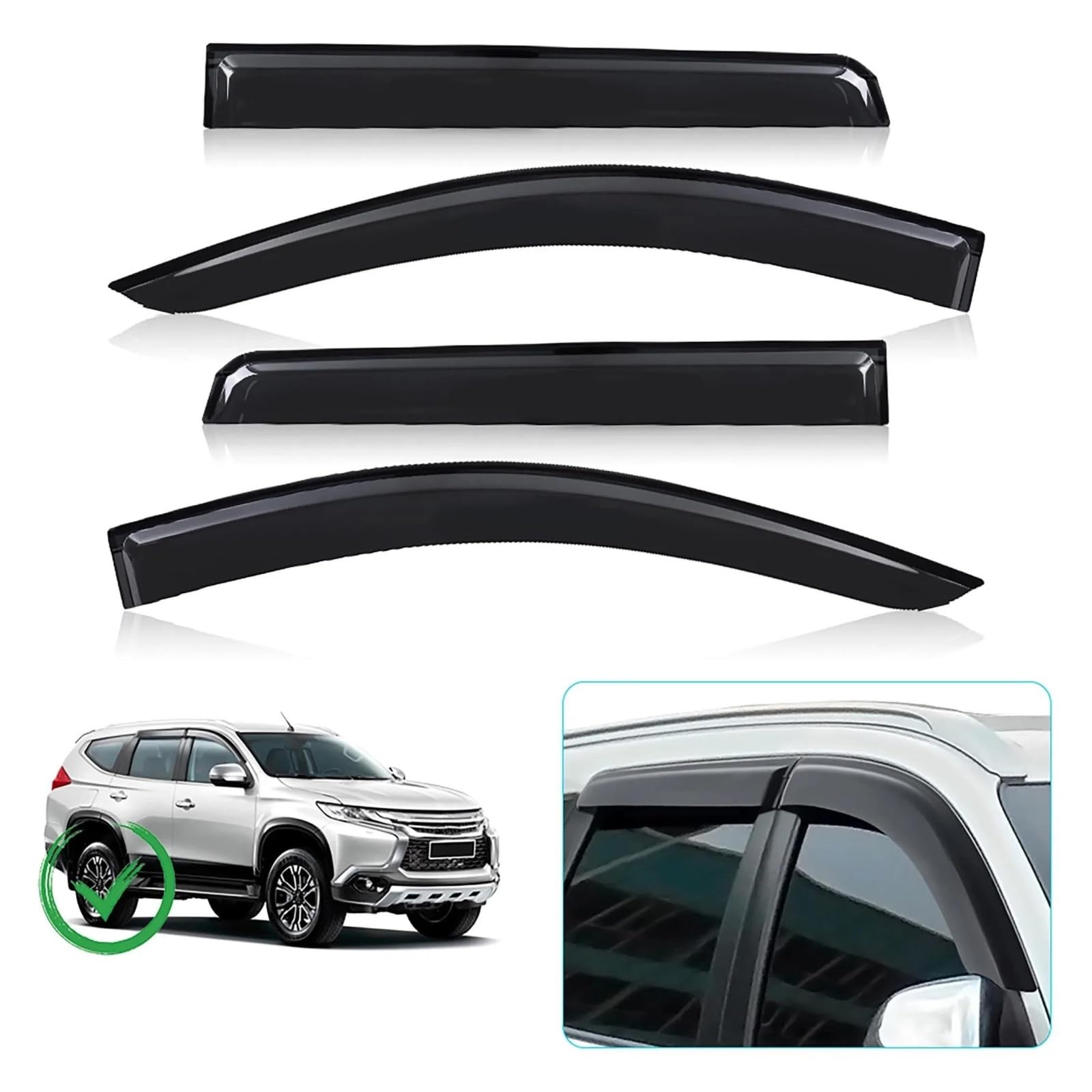 Seitenscheiben-Windabweiser Auto Sonne Regen Schutz Fenster Visier Für Mitsubishi Für Pajero Für Sport 2020-2023 4 PCS Fenster Doppel Kabine Auto Regenabweiser von SQIFBA