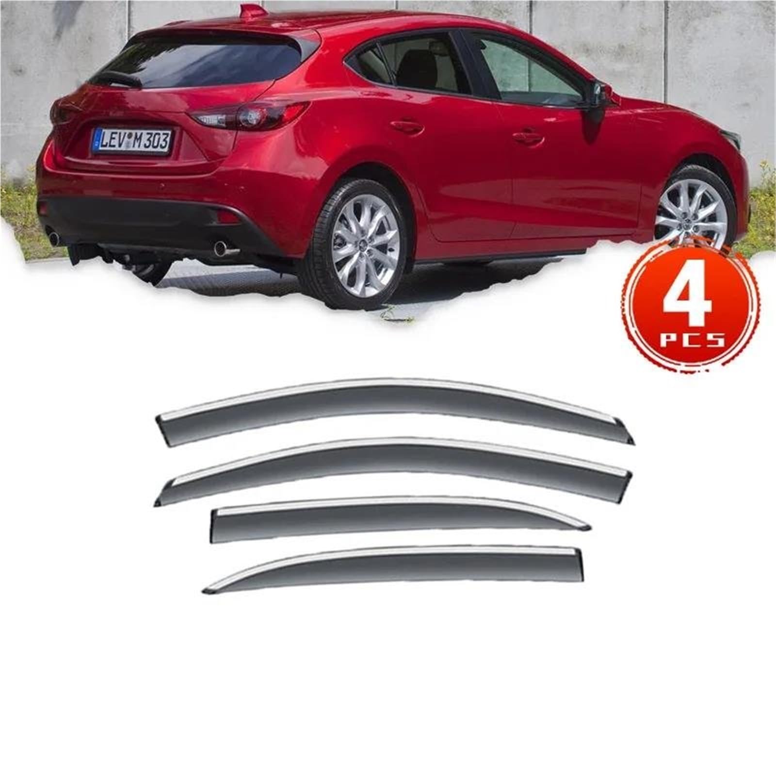 Seitenscheiben-Windabweiser Deflektoren Für Mazda 3 Hatchback BN 2014–2018 Auto-Seitenfenster-Visiere Regen-Augenbrauenschutz Sonnenblende Auto Regenabweiser von SQIFBA