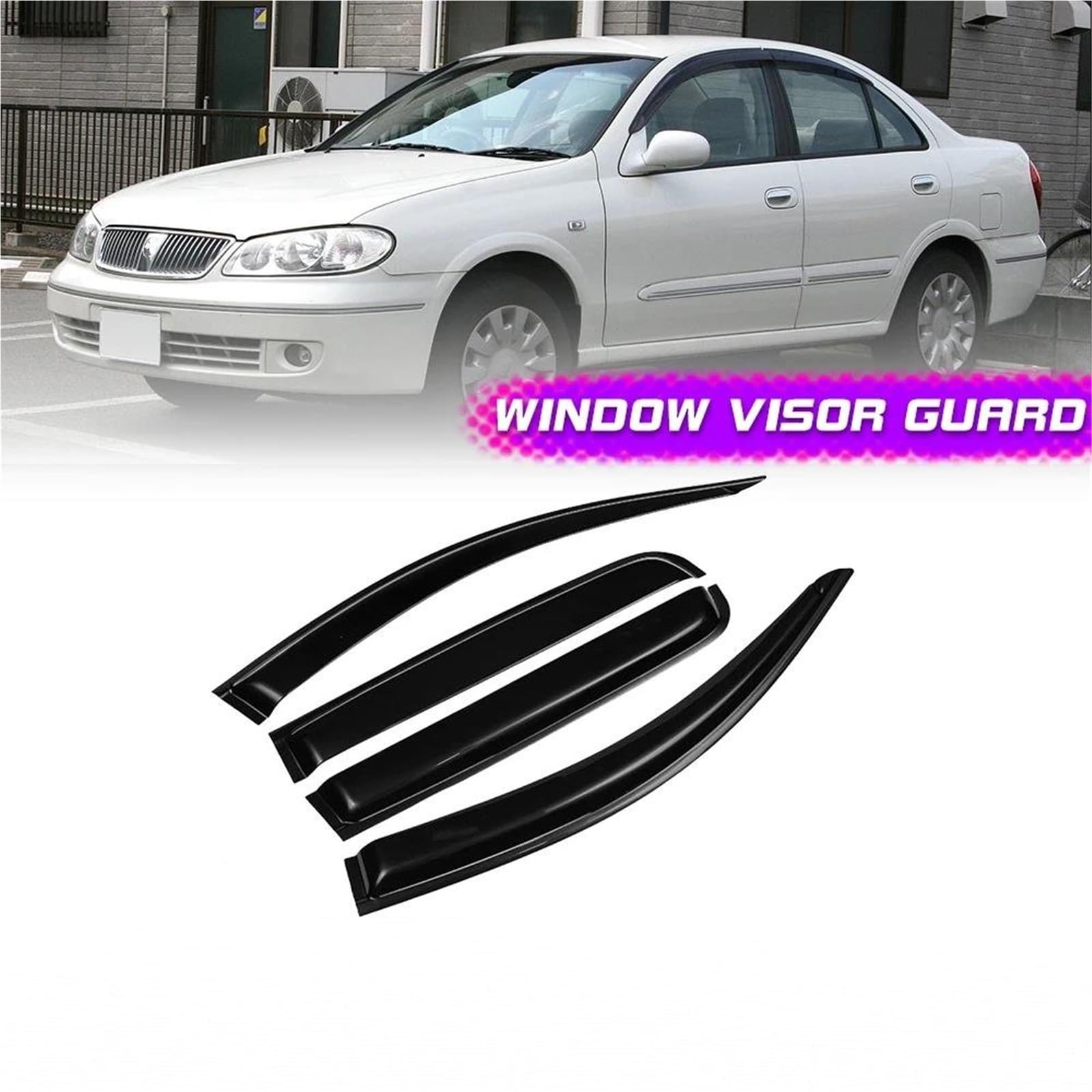 Seitenscheiben-Windabweiser Fenster Visier Für Nissan Für Sunny Für Bluebird Für Sylphy SG Für Almera 2000~2005 Markisen Regen Augenbraue Auto Regenabweiser von SQIFBA