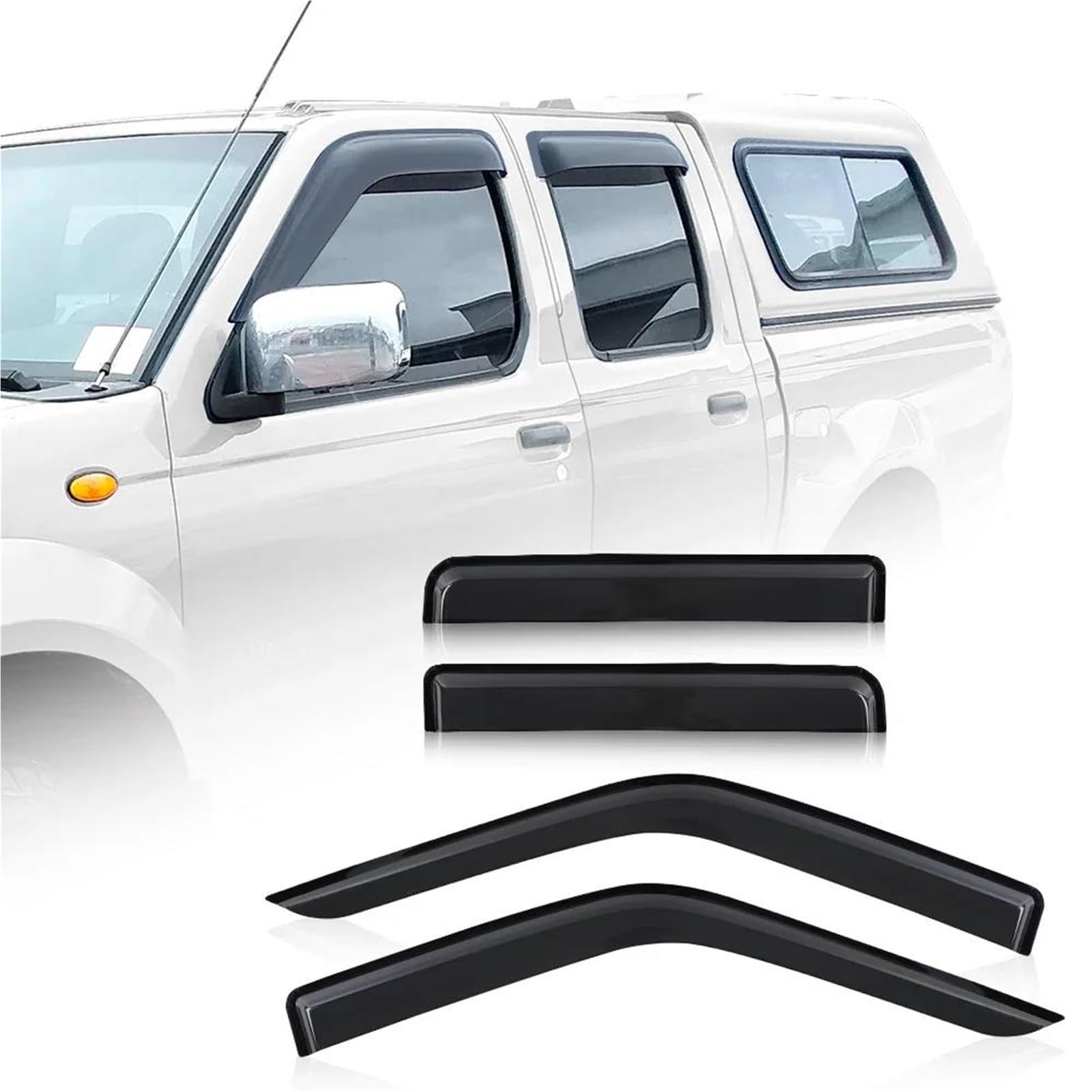 Seitenscheiben-Windabweiser Fenster Visier Windabweiser Regenschutz Für Nissan Für Navara 1997–2005 Doppelkabine Auto-Styling Auto Regenabweiser von SQIFBA