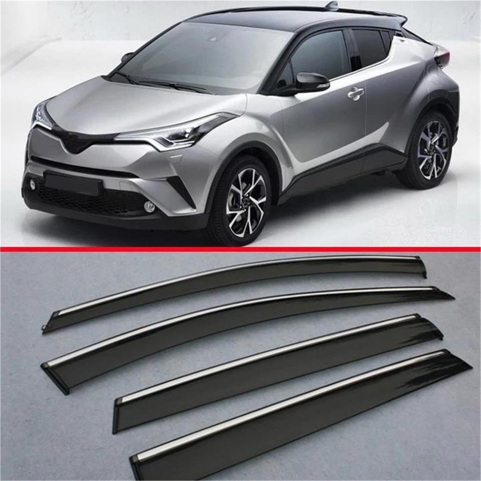 Seitenscheiben-Windabweiser Fenster Windabweiser Visier Regen/Sonnenschutz Vent Für Toyota Für C-HR 2017-2019 Auto Zubehör Aufkleber Auto Regenabweiser von SQIFBA