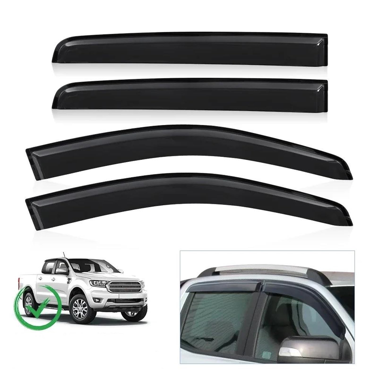 Seitenscheiben-Windabweiser Fensterabweiser Fenstervisier Für Ford Für Ranger 2012–2022 Für T7 T8 PX2 PX3 Für Wildtrak Sun Rain Guard Auto Regenabweiser von SQIFBA