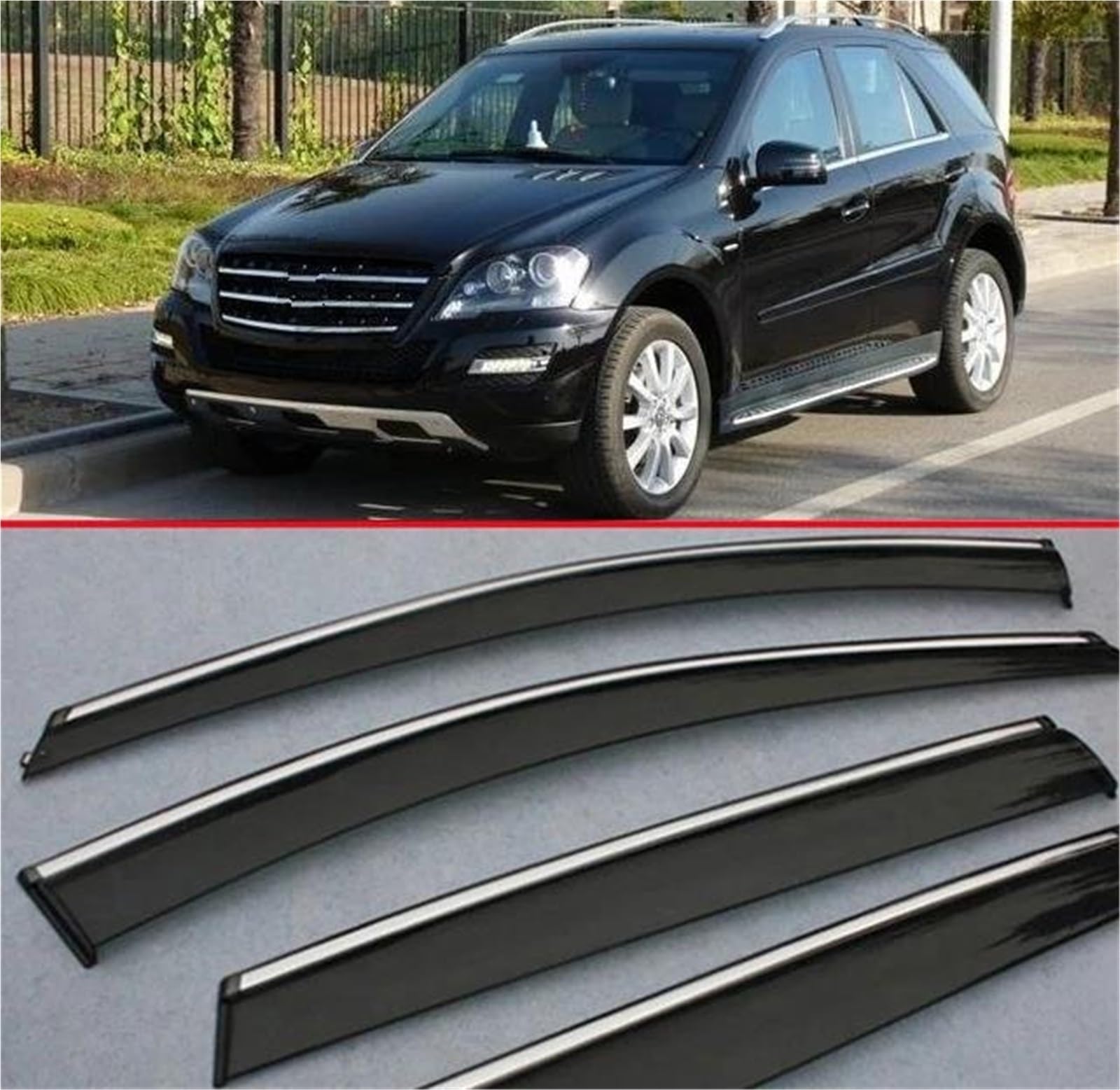 Seitenscheiben-Windabweiser Für Benz Für ML350 320 W164 ML-Klasse 2010-2014 Auto Fenster Windabweiser Visier Regen/Sonnenschutz Vent Auto Regenabweiser von SQIFBA