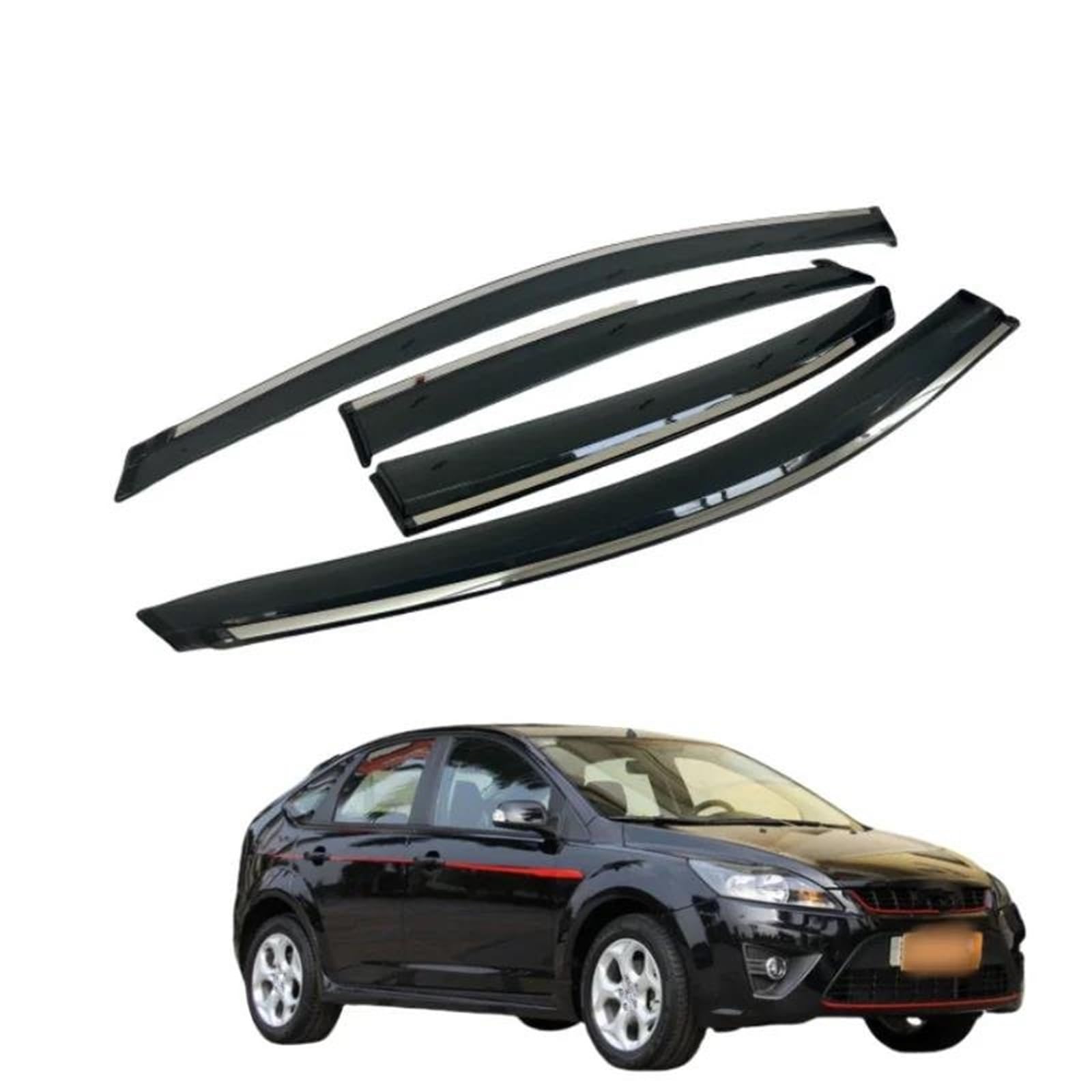 Seitenscheiben-Windabweiser Für Ford Für Focus Für MK2 Limousine Fließheck 2007-2011 Fenster Visier Regen Sonnenschutz Vent Schlanke Moulding Auto Regenabweiser von SQIFBA