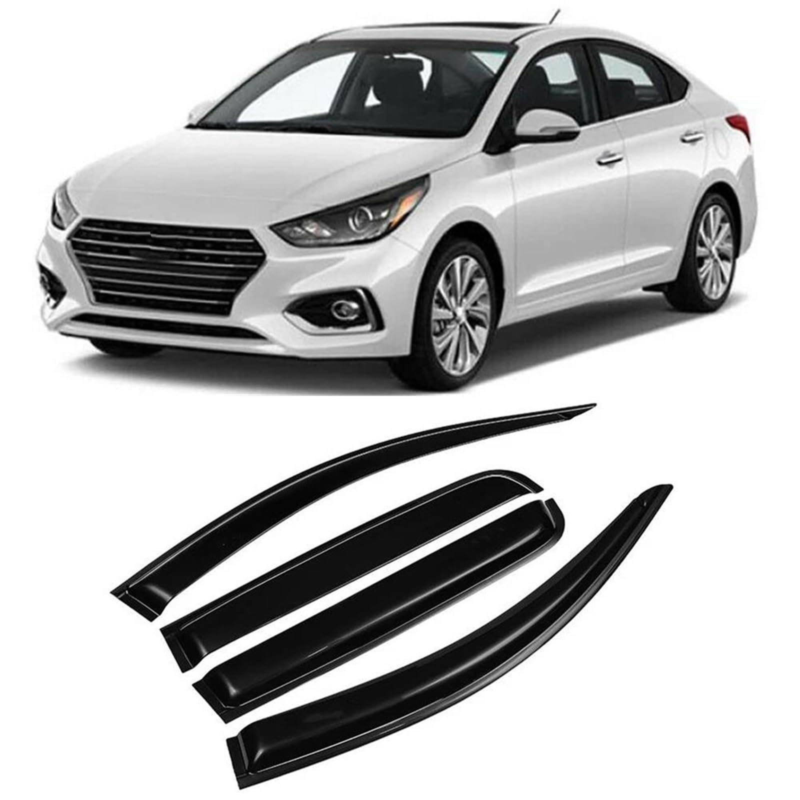 Seitenscheiben-Windabweiser Für Hyundai Für Accent Limousine 2015-2018 Fenster Visier Wind Regen Sonnenschutz Deflektor Vent Shade Shelter Auto Regenabweiser von SQIFBA