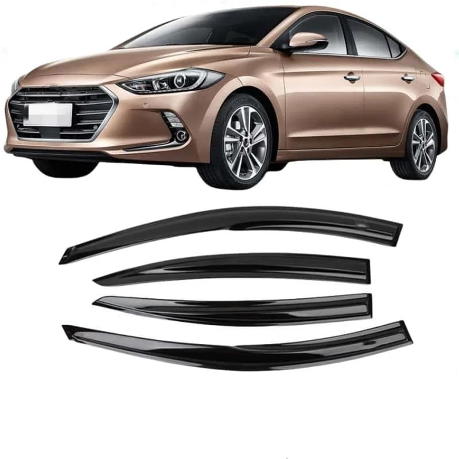 Seitenscheiben-Windabweiser Für Hyundai Für Elantra 2017-2020 Auto Seite Fenster Visier Regen Sonnenschutz Trim Schatten Markise Shelter Auto Regenabweiser von SQIFBA