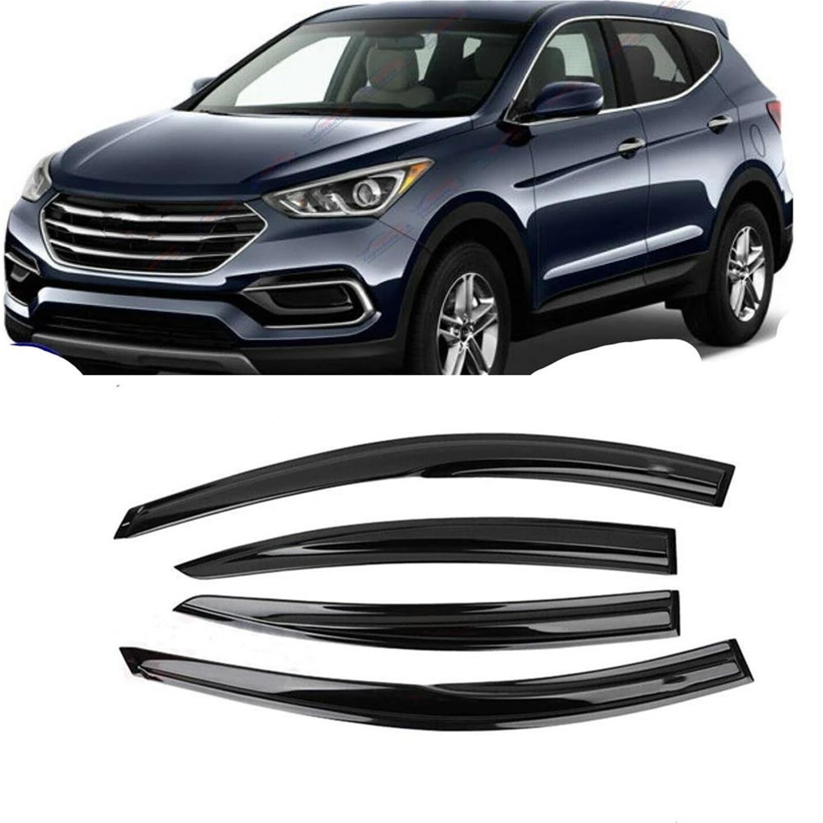 Seitenscheiben-Windabweiser Für Hyundai Für Santafe 2009-2018 Auto Tür Fenster Visier Regen Sonnenschutz Deflektor Trim Schatten Markise Auto Regenabweiser von SQIFBA