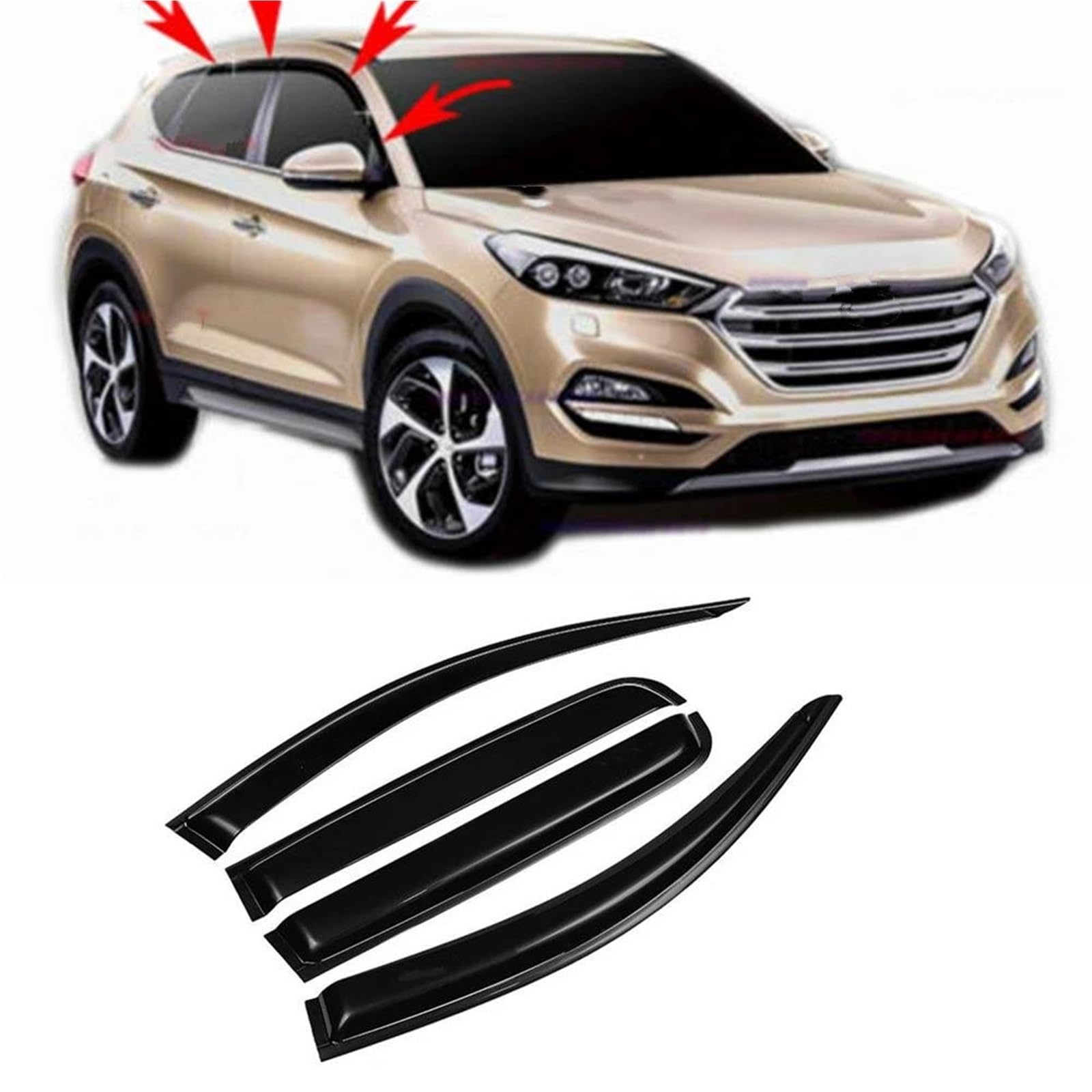 Seitenscheiben-Windabweiser Für Hyundai Für Tucson 2015-2020 Fenster Visier Wind Regen Sonne Rauch Schutz Deflektor Vent Shade Abdeckung Auto Regenabweiser von SQIFBA