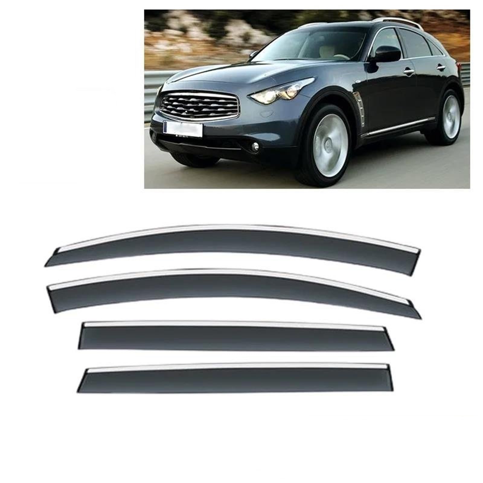 Seitenscheiben-Windabweiser Für Infiniti Für FX35 FX37 2009-2013 Fenster Visiere Regen Schutz Abdeckung Markise Schild Vent Guard Shade Auto Regenabweiser von SQIFBA