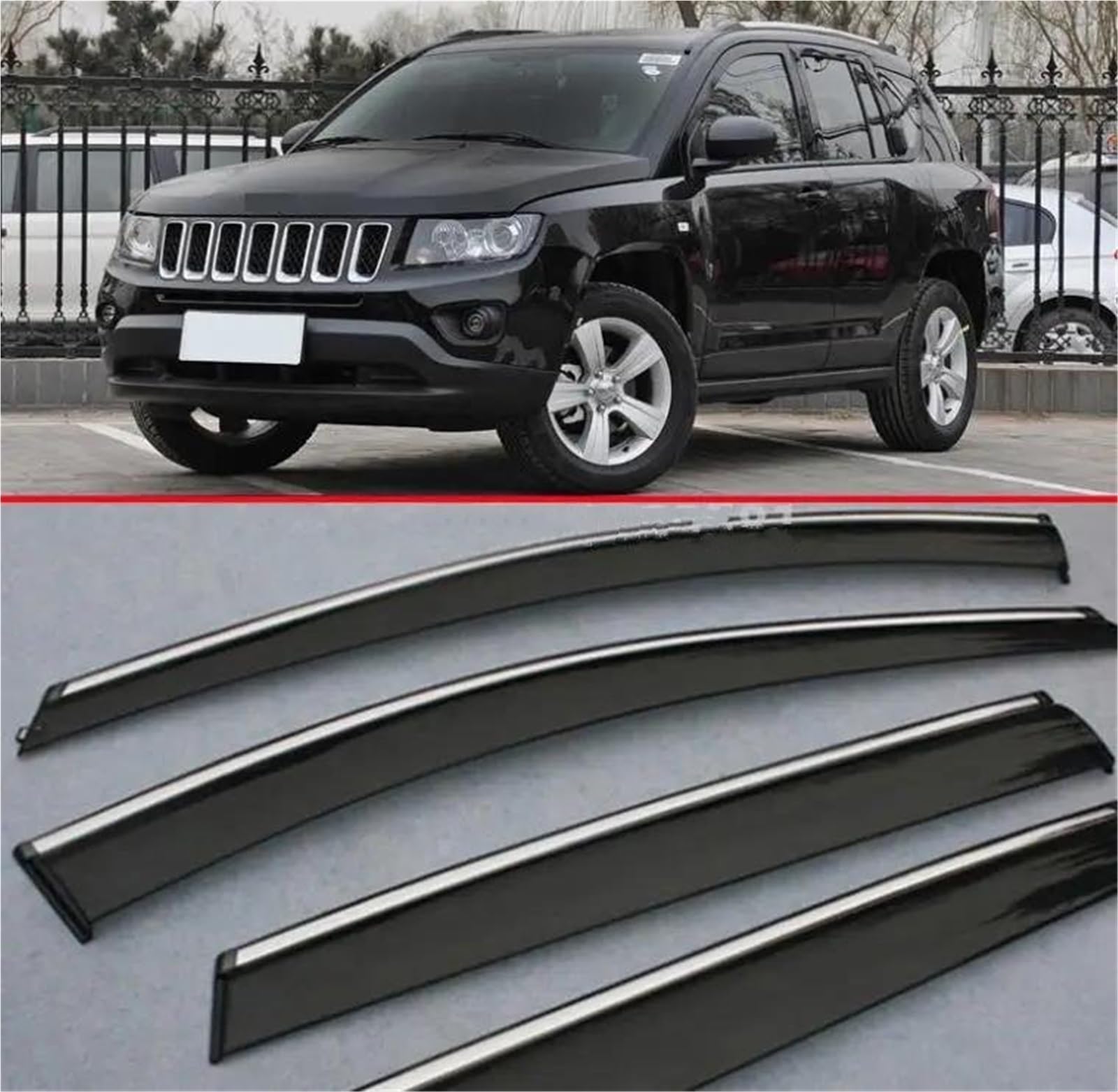 Seitenscheiben-Windabweiser Für Jeep Für Compass 2010-2015 Fenster Windabweiser Visier Regen/Sonnenschutz Vent Auto Zubehör Aufkleber Auto Regenabweiser von SQIFBA