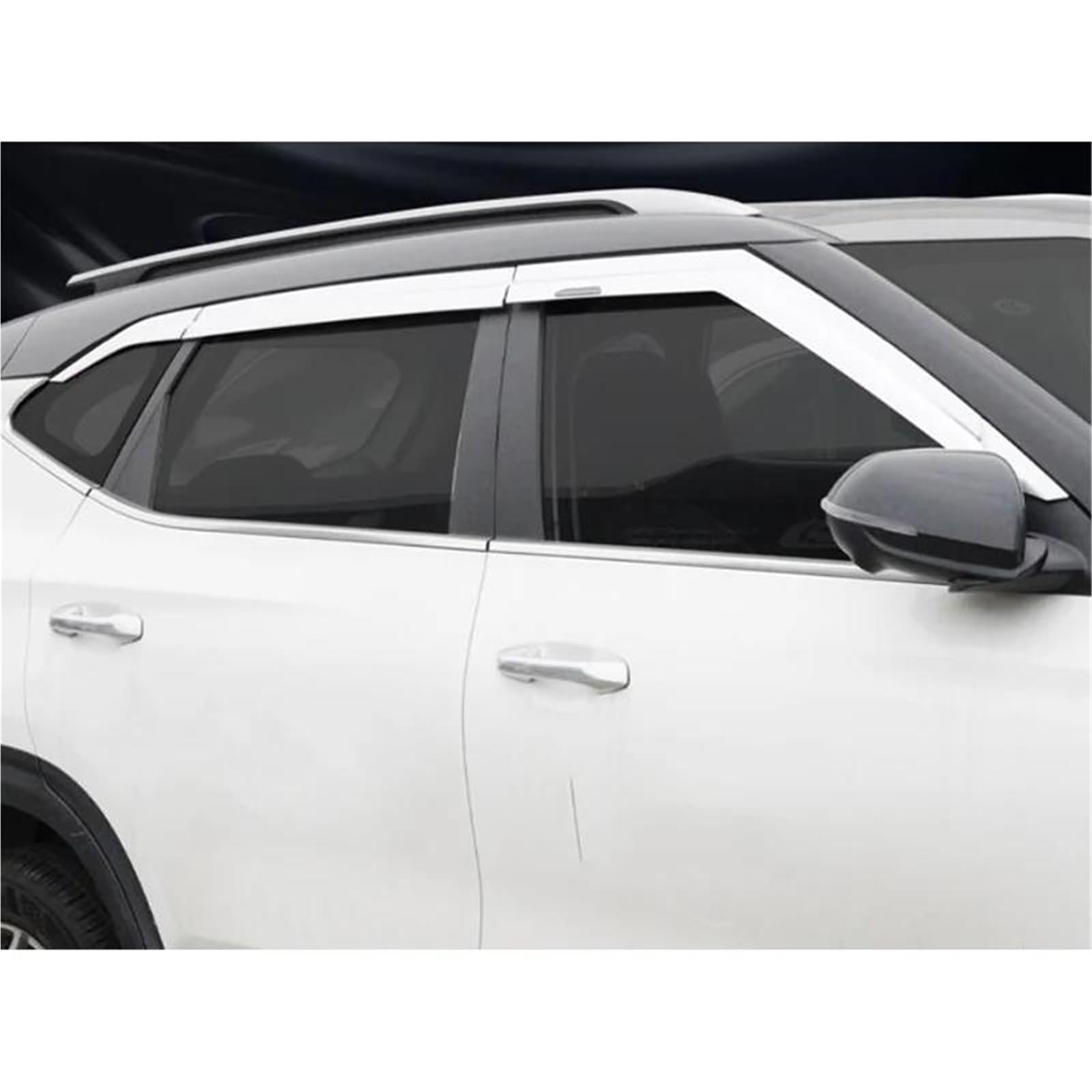 Seitenscheiben-Windabweiser Für Kia Für Seltos Für KX3 2020-2023 ABS Schwarz Chrom Tür Fenster Visor Vent Shades Sonne Regen Schutz Auto Regenabweiser(Chrome 6pcs) von SQIFBA