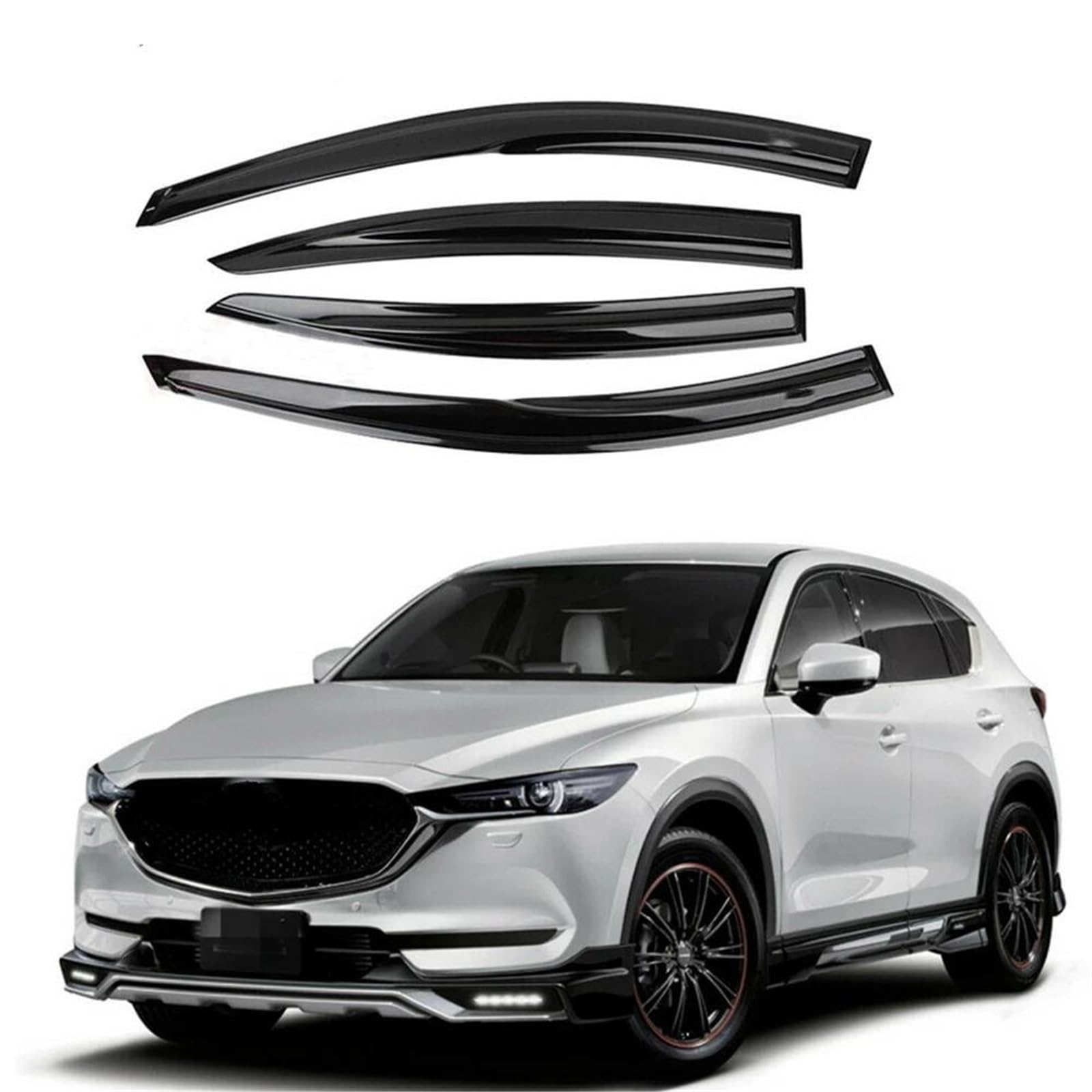 Seitenscheiben-Windabweiser Für Mazda Für CX-5 2018-2021 Autos Fenster Visiere Regen Sonnenschutz Vent Wind Wetterschutz Moulding Trim Auto Regenabweiser von SQIFBA