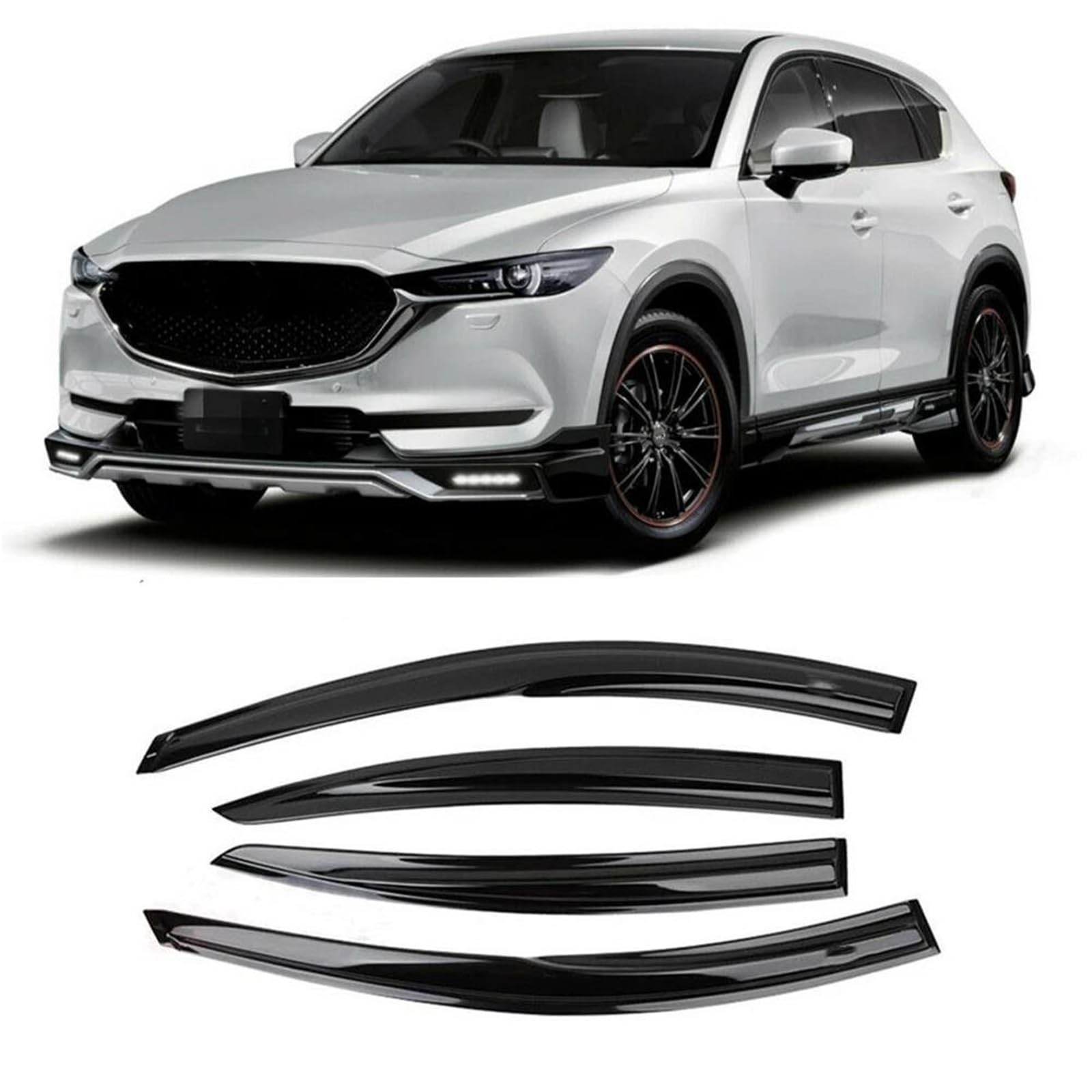 Seitenscheiben-Windabweiser Für Mazda Für CX-5 2018-2021 Fenster Visier Wind Regen Sonne Rauch Schutz Deflektor Vent Shade Shelter Protector Auto Regenabweiser von SQIFBA