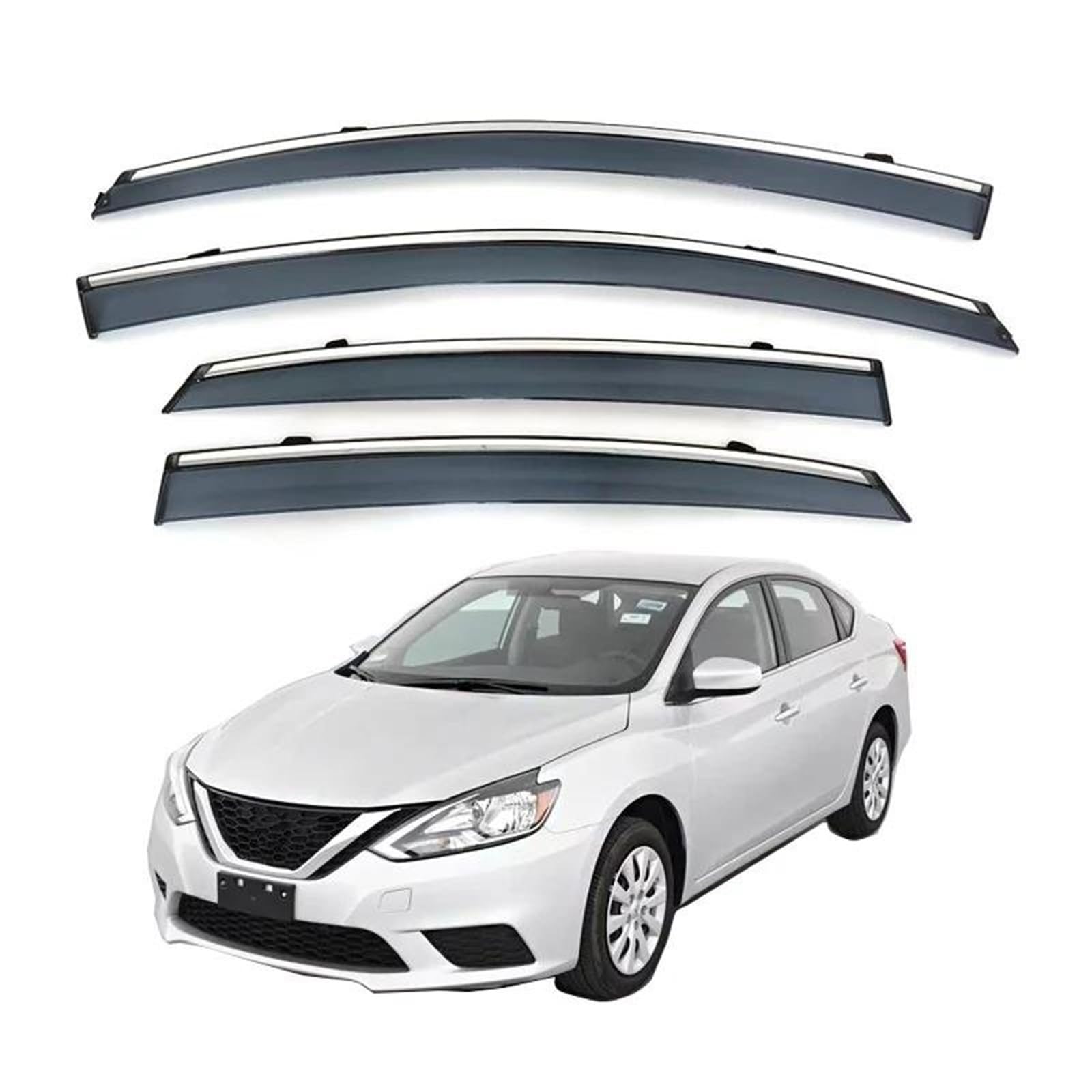 Seitenscheiben-Windabweiser Für Nissan Für Sentra 2012 2015-2016 2018 2020-2022 Injektion Fenster Regen Visier Sonnenschutz Vent Deflektor Auto Regenabweiser(2012-2019) von SQIFBA