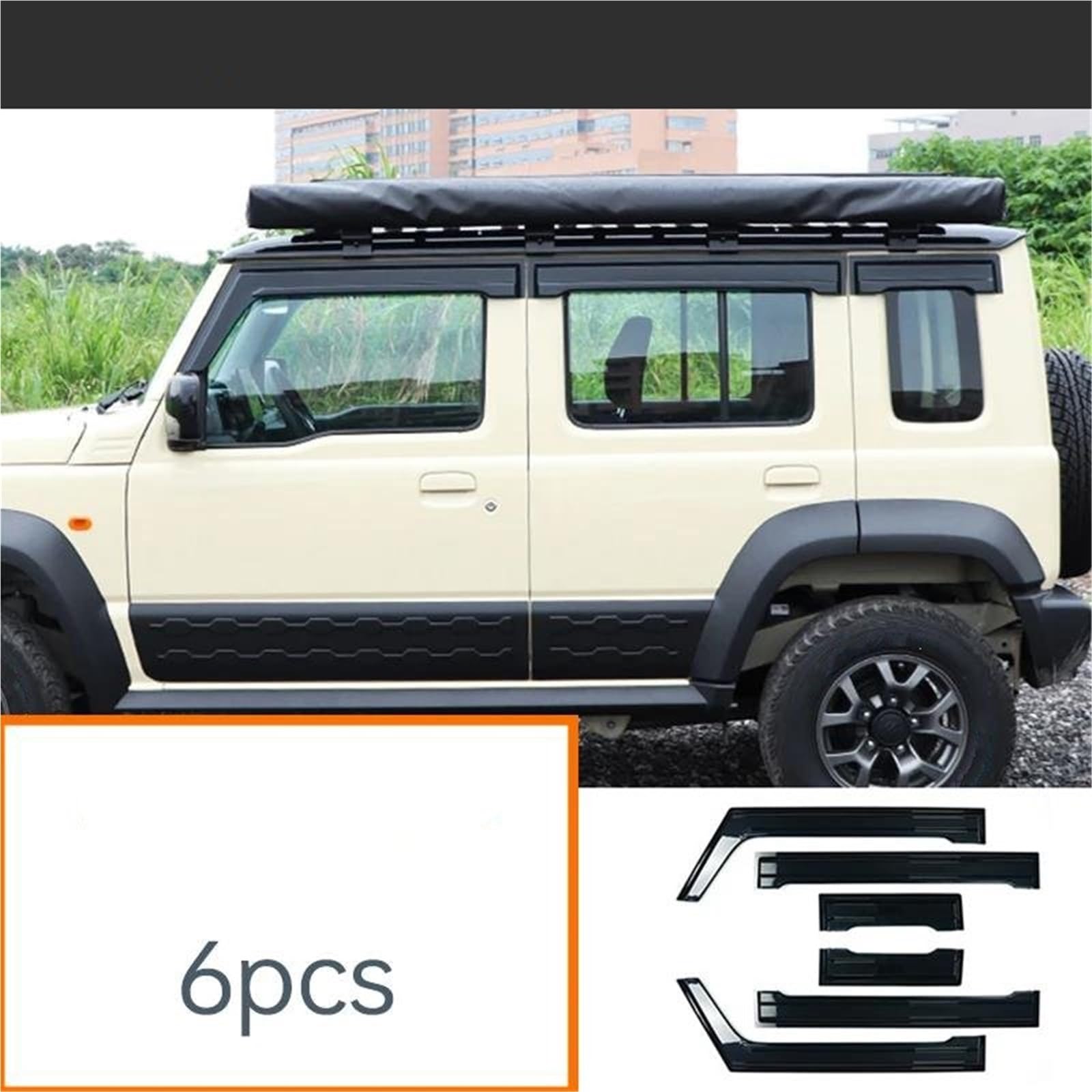 Seitenscheiben-Windabweiser Für Suzuki Für Jimny 2023 2024 5 Tür Fenster Visier Sonne Regen Windabweiser Markise Schild Vent Schatten Abdeckung Auto Regenabweiser(6pcs) von SQIFBA