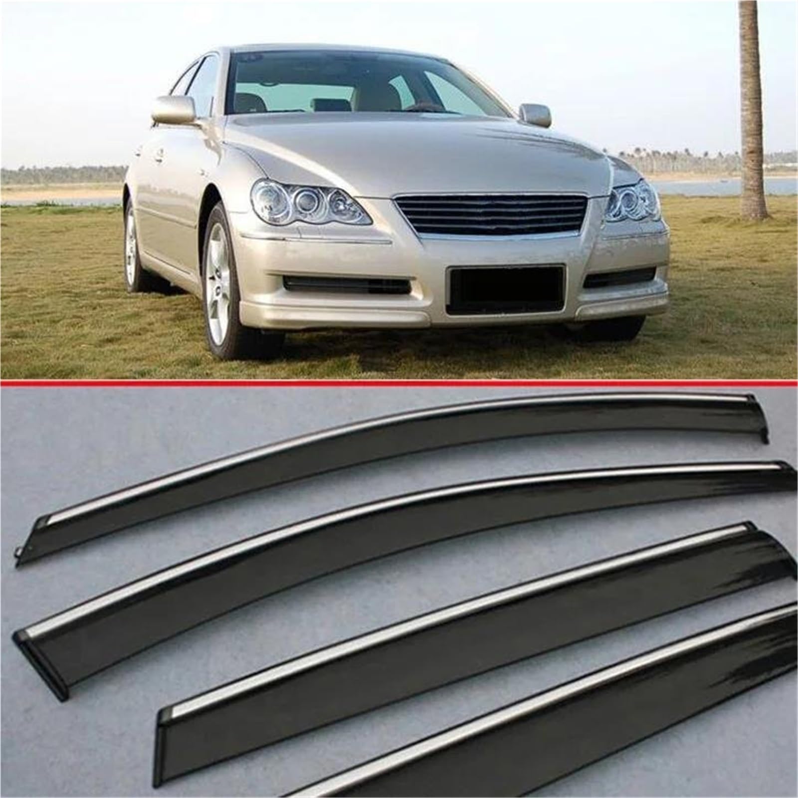 Seitenscheiben-Windabweiser Für Toyota Für Mark-x 2007-2009 Fenster Windabweiser Visier Regen/Sonnenschutz Vent Auto Zubehör Aufkleber Auto Regenabweiser von SQIFBA