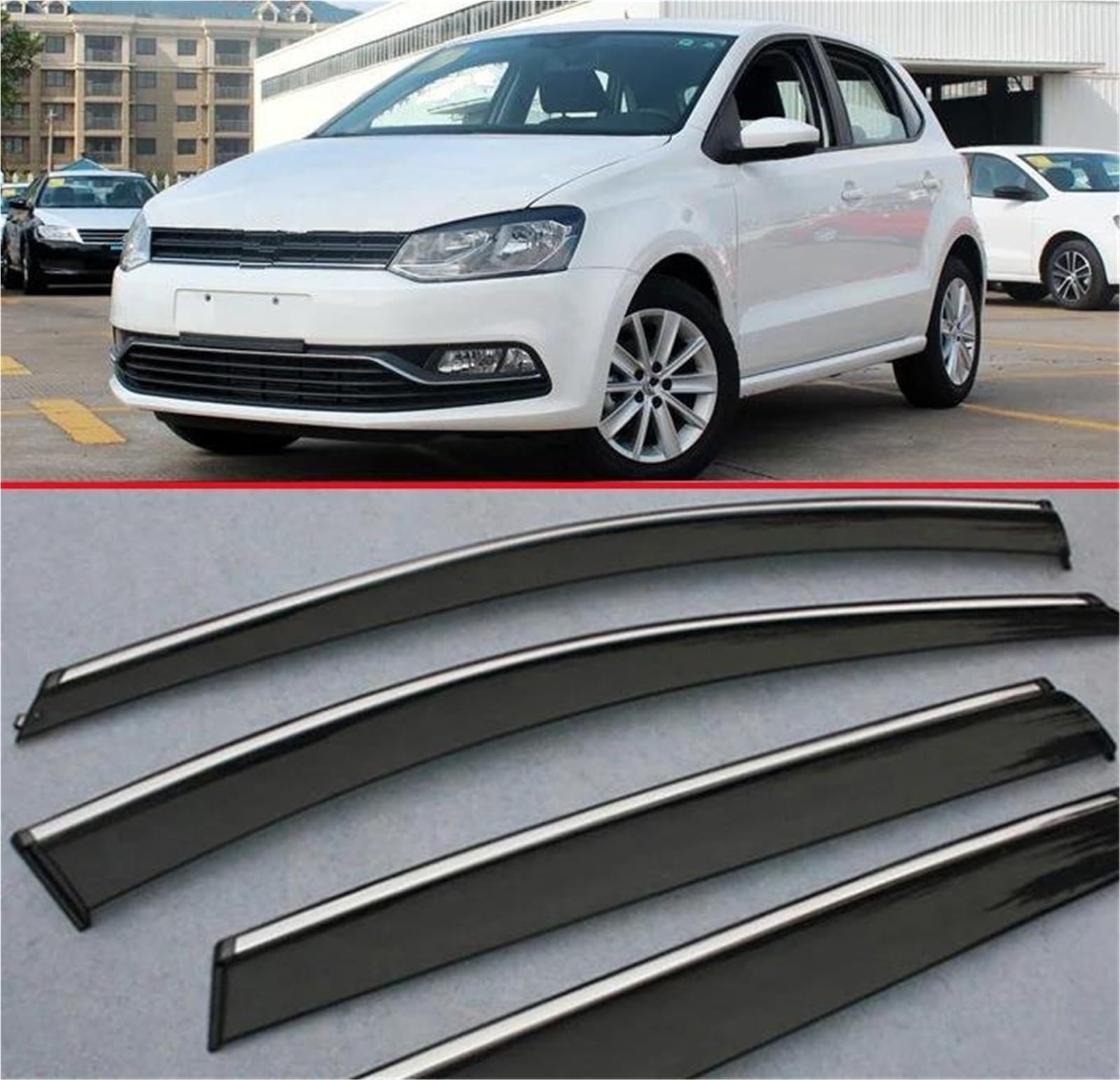 Seitenscheiben-Windabweiser Für VW Für Polo 2011-2014 Fenster Windabweiser Visier Regen/Sonnenschutz Vent Auto Zubehör Aufkleber Auto Regenabweiser von SQIFBA