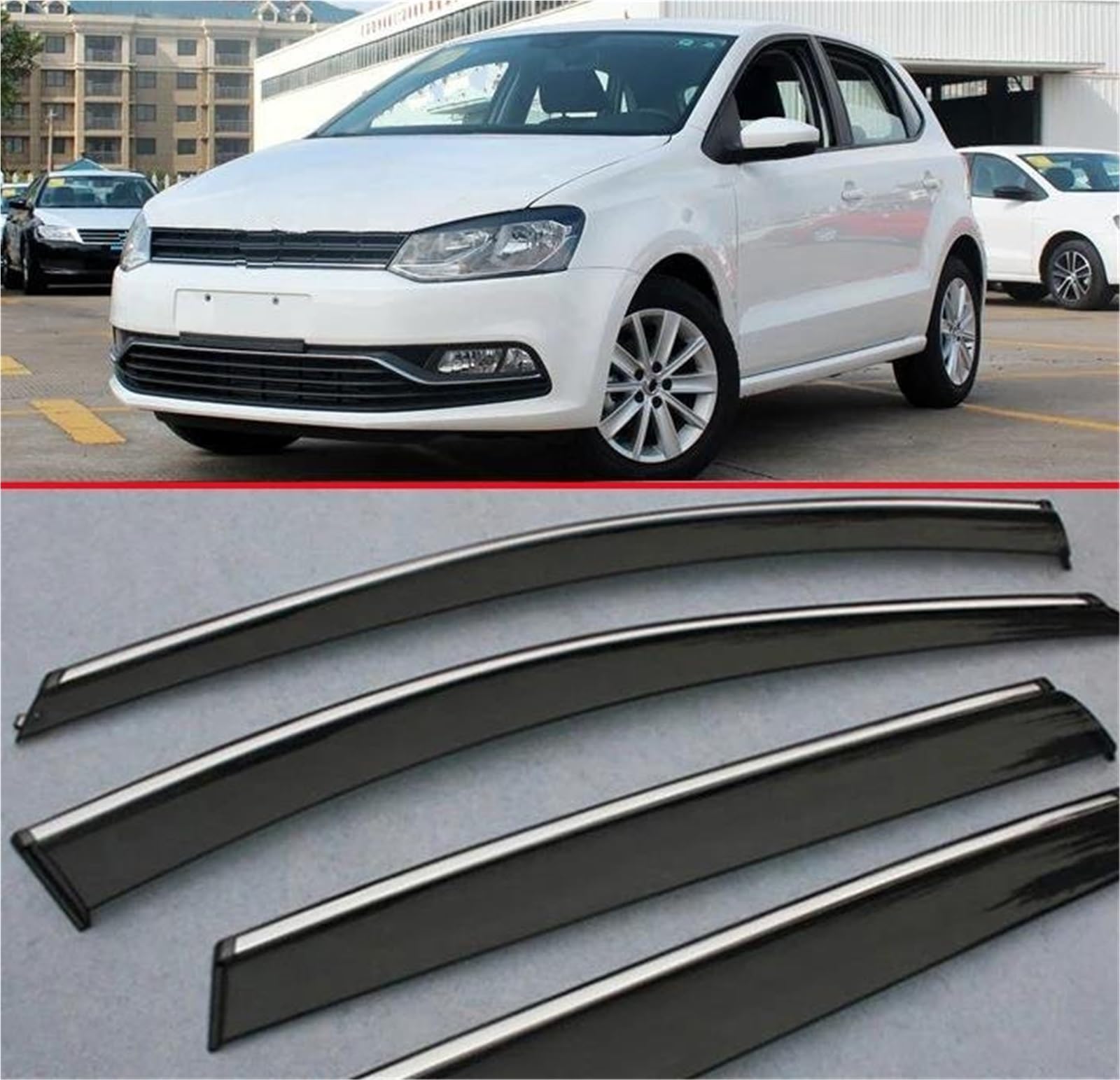 Seitenscheiben-Windabweiser Für VW Für Polo 2011-2014 Fenster Windabweiser Visier Regen/Sonnenschutz Vent Auto Zubehör Aufkleber Auto Regenabweiser von SQIFBA