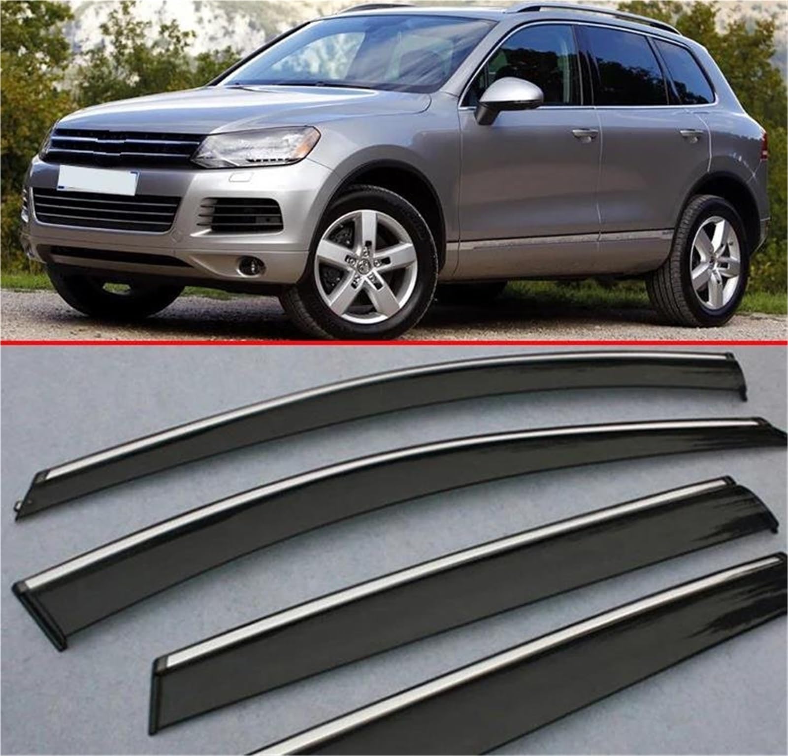 Seitenscheiben-Windabweiser Für VW Für Touareg 2011-2015 Fenster Windabweiser Visier Regen/Sonnenschutz Vent Auto Zubehör Aufkleber Auto Regenabweiser von SQIFBA