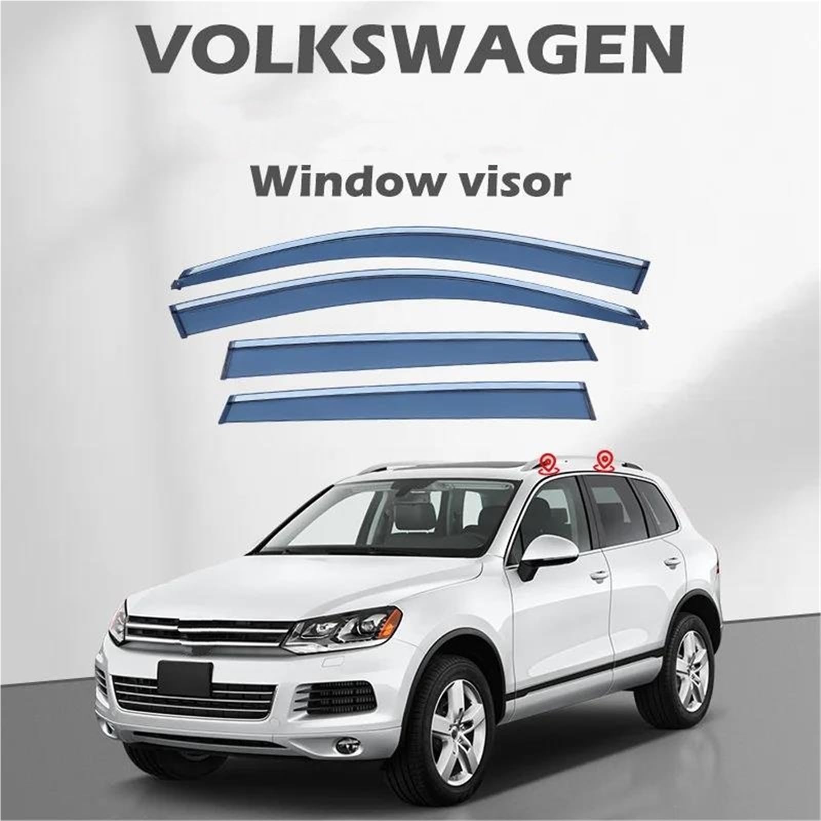 Seitenscheiben-Windabweiser Für VW Für Touareg 7P 2011-2018 Fenster Visor Vent Shades Ventvisor Visiere Regenschutz Shades Visier Auto Regenabweiser(Plating) von SQIFBA